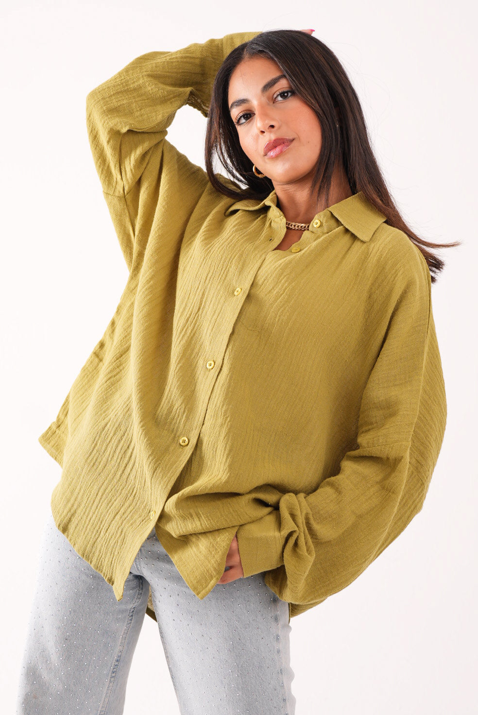 Linen Shirt Lime Green