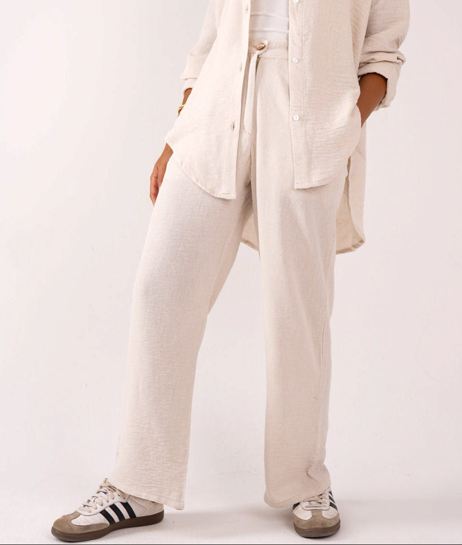 Beige Straight Leg Pants