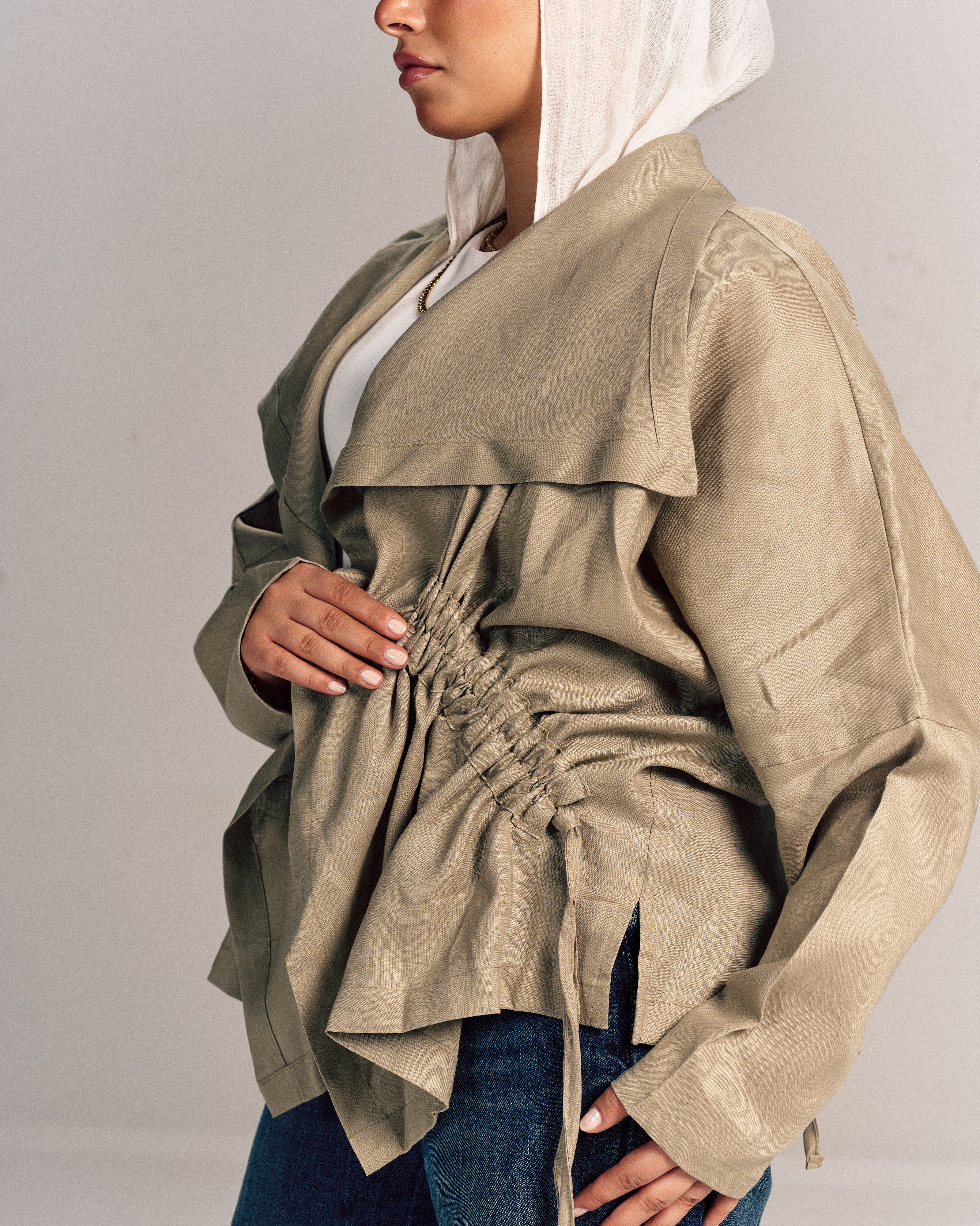 Nova Linen Overshirt Olive