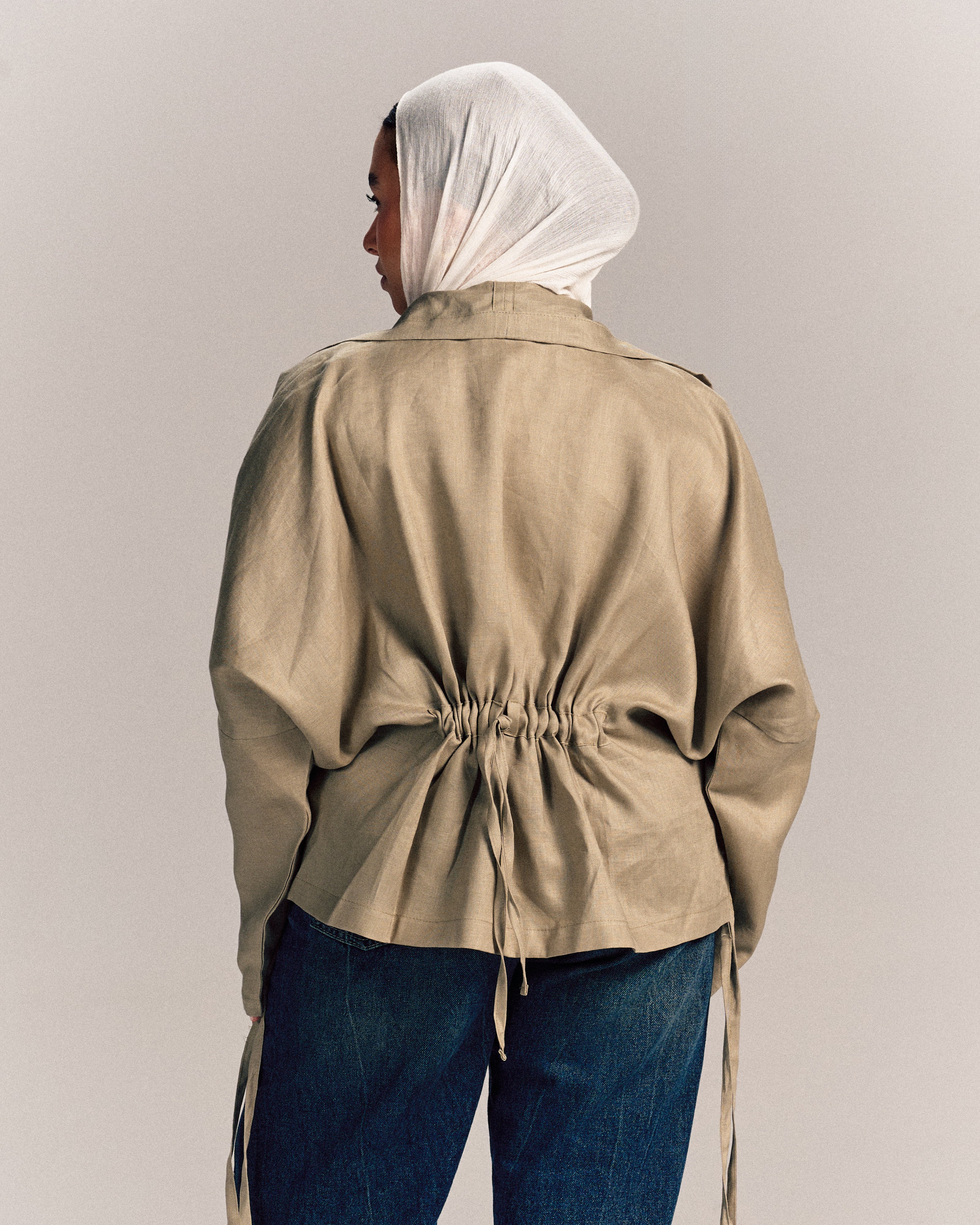 Nova Linen Overshirt Olive