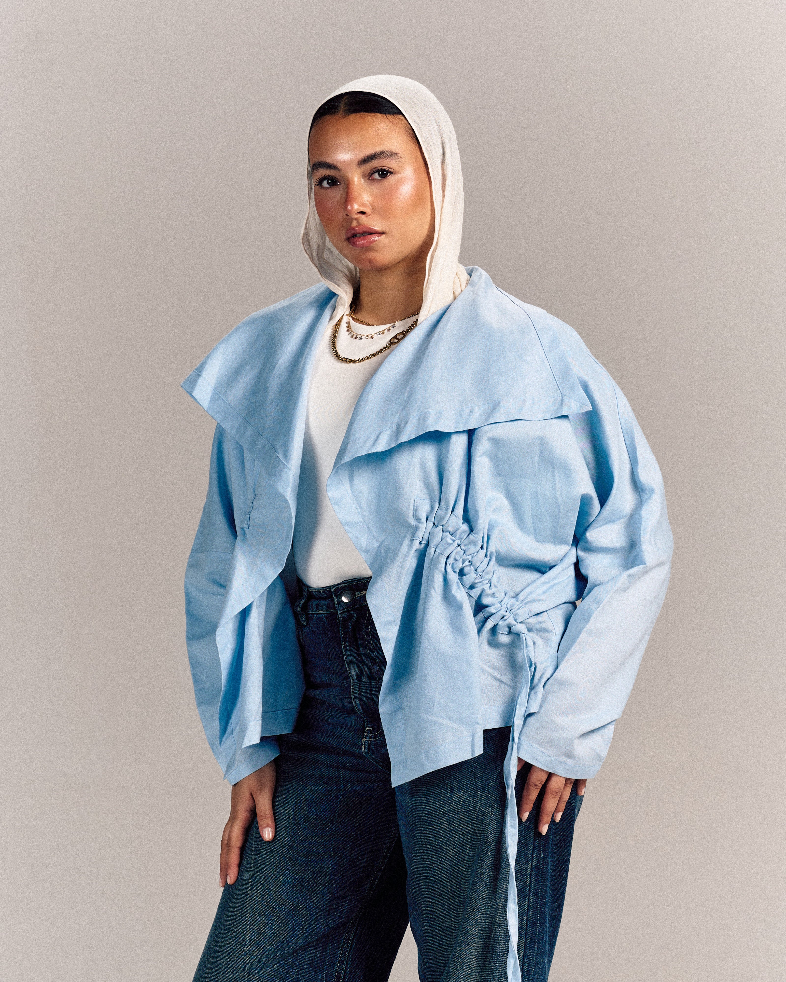 Nova Linen Overshirt Baby Blue