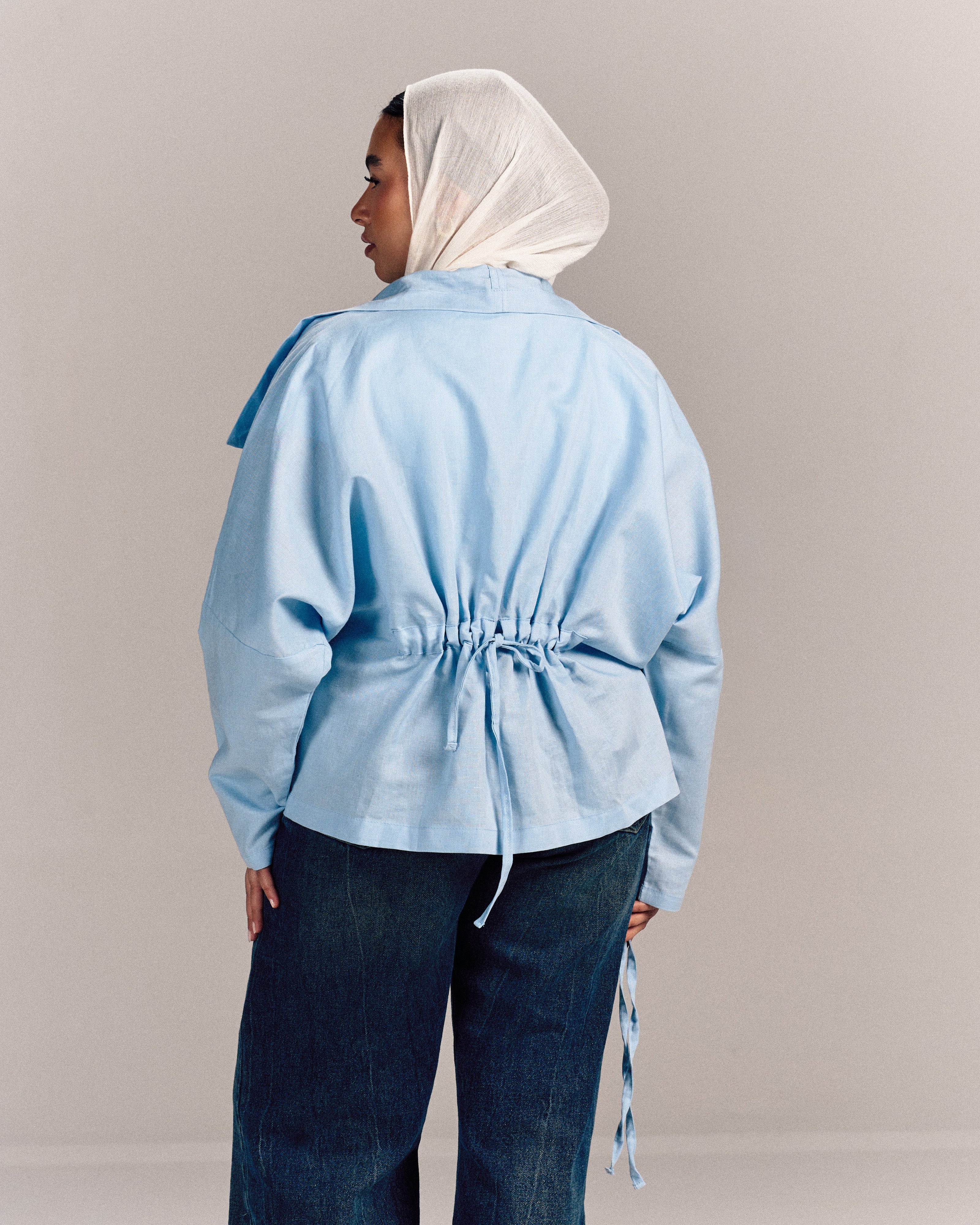 Nova Linen Overshirt Baby Blue