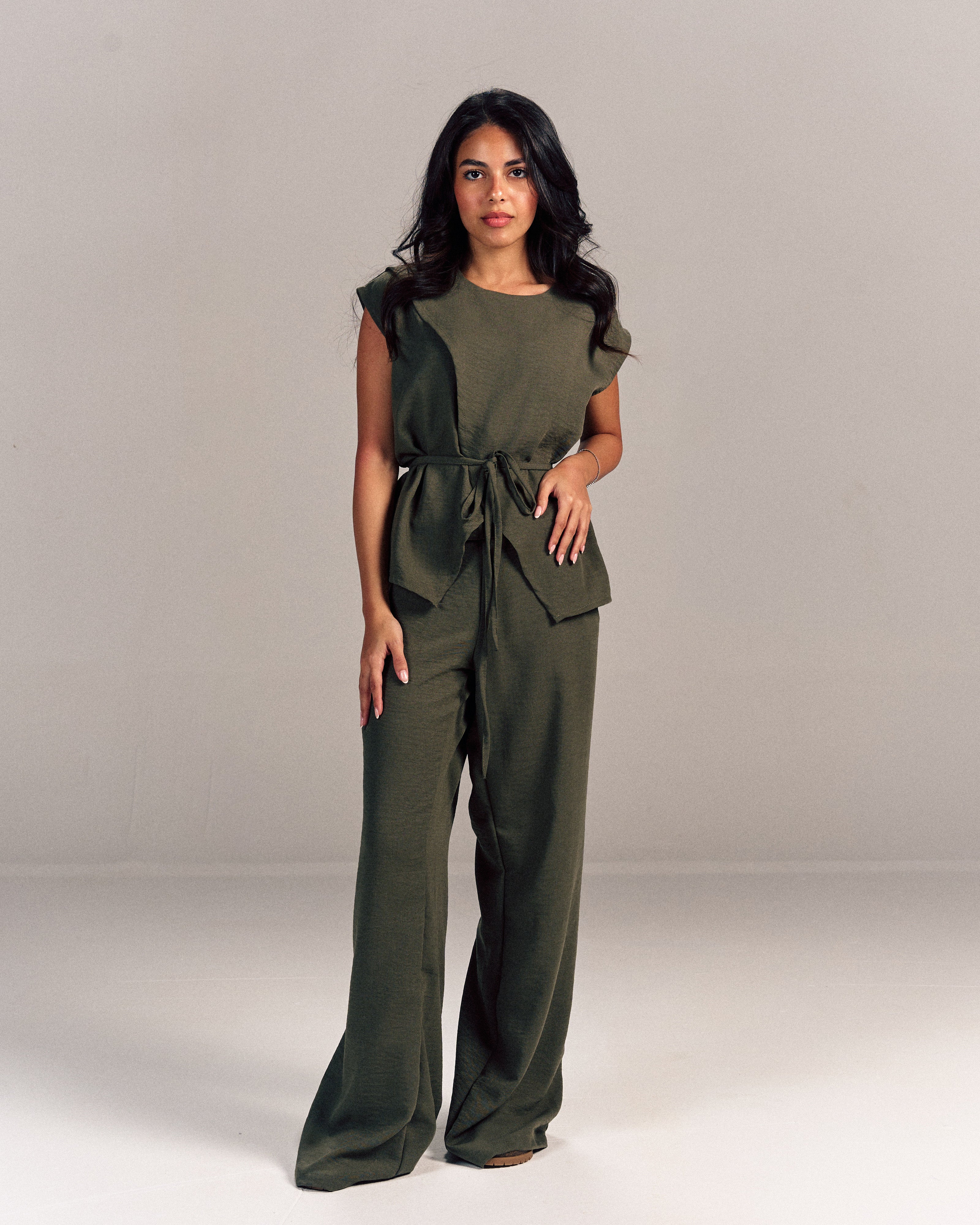 Linen Summer Bloom Set Olive