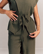 Linen Summer Bloom Set Olive