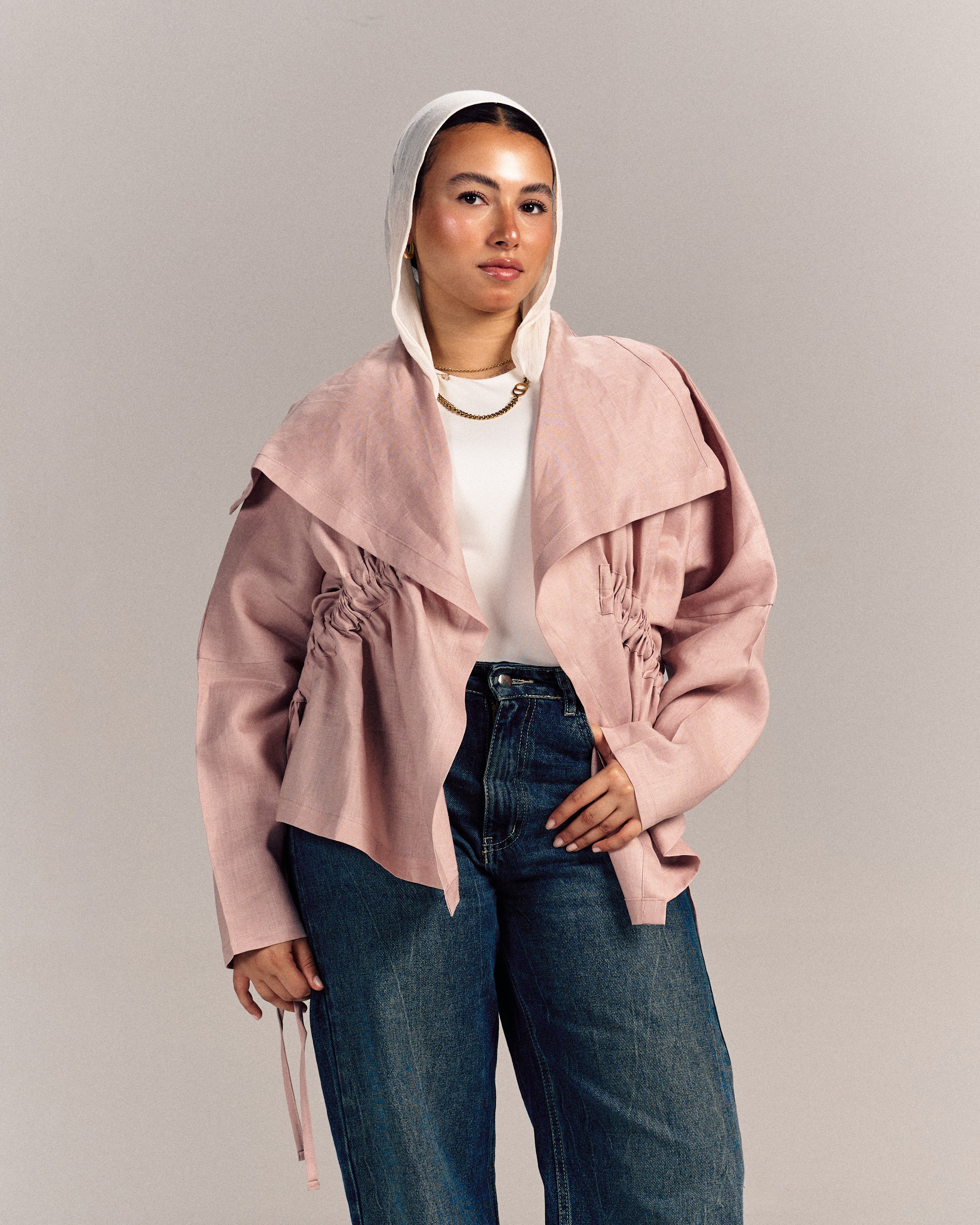 Nova Linen Overshirt Nude Pink