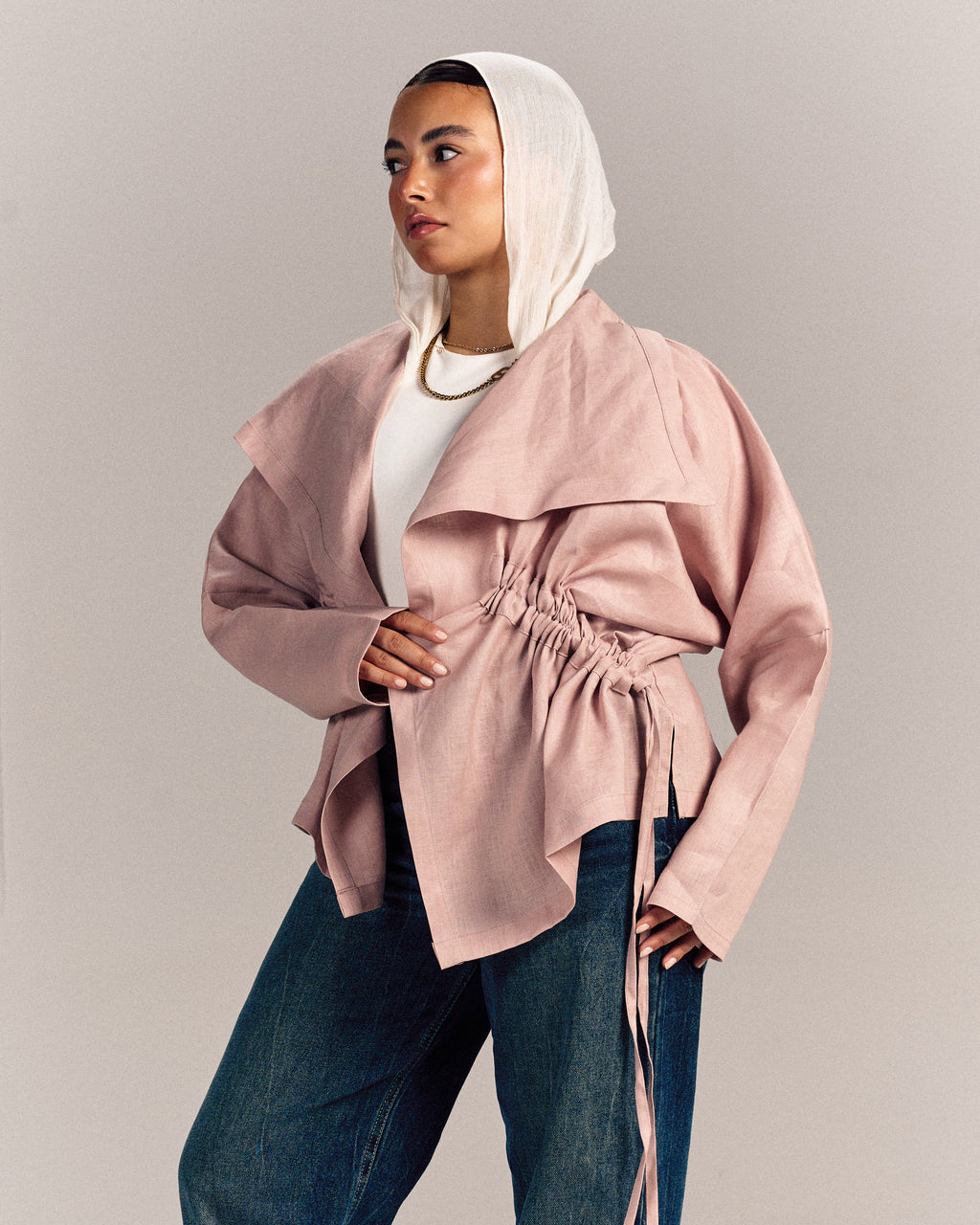 Nova Linen Overshirt Nude Pink