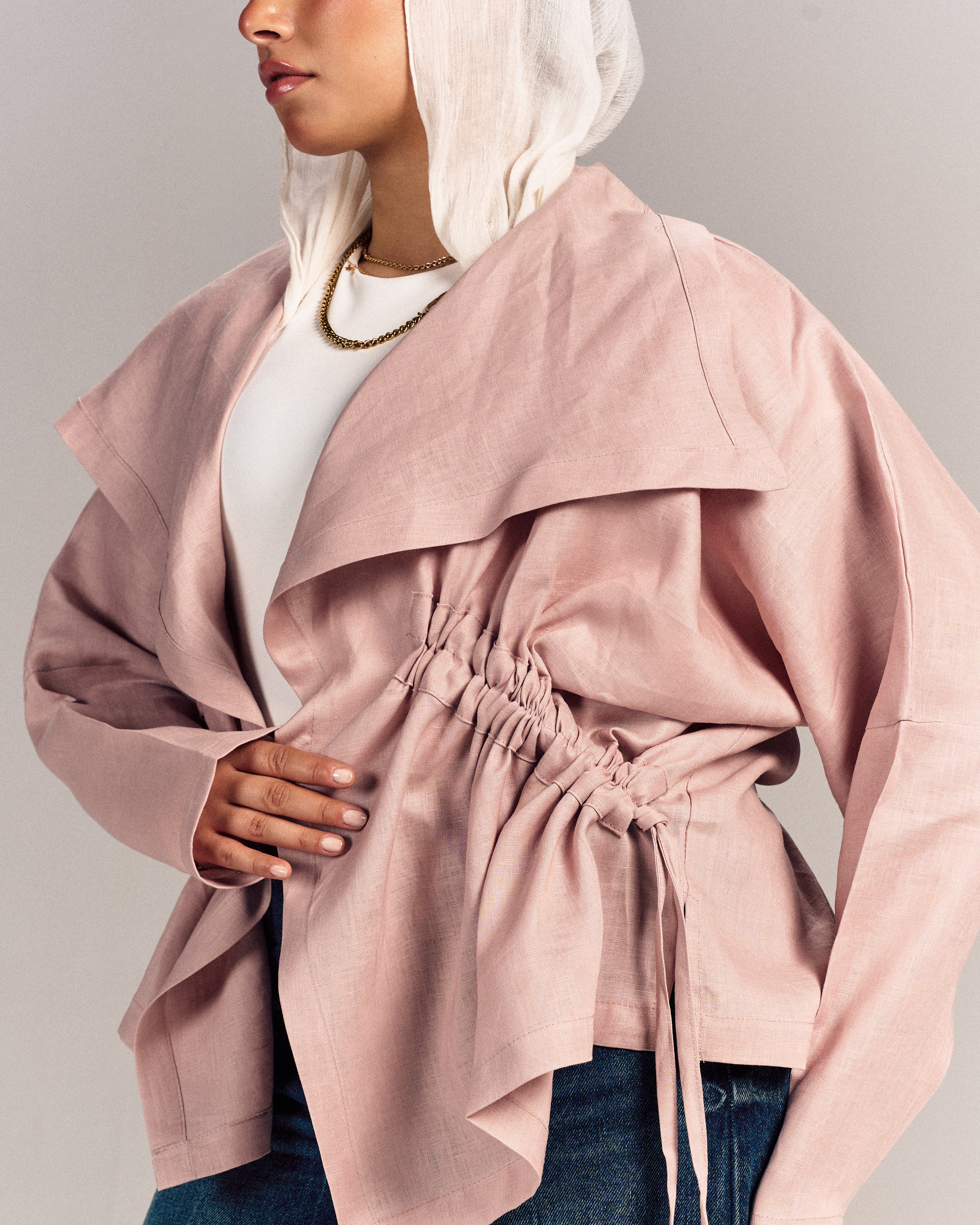 Nova Linen Overshirt Nude Pink