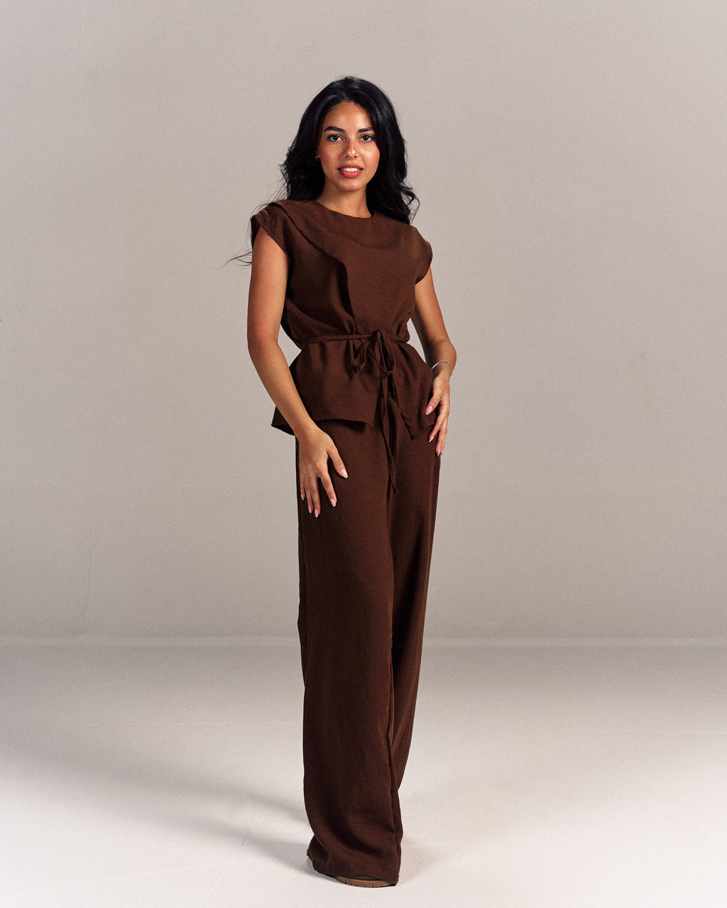 Linen Summer Bloom Set Brown