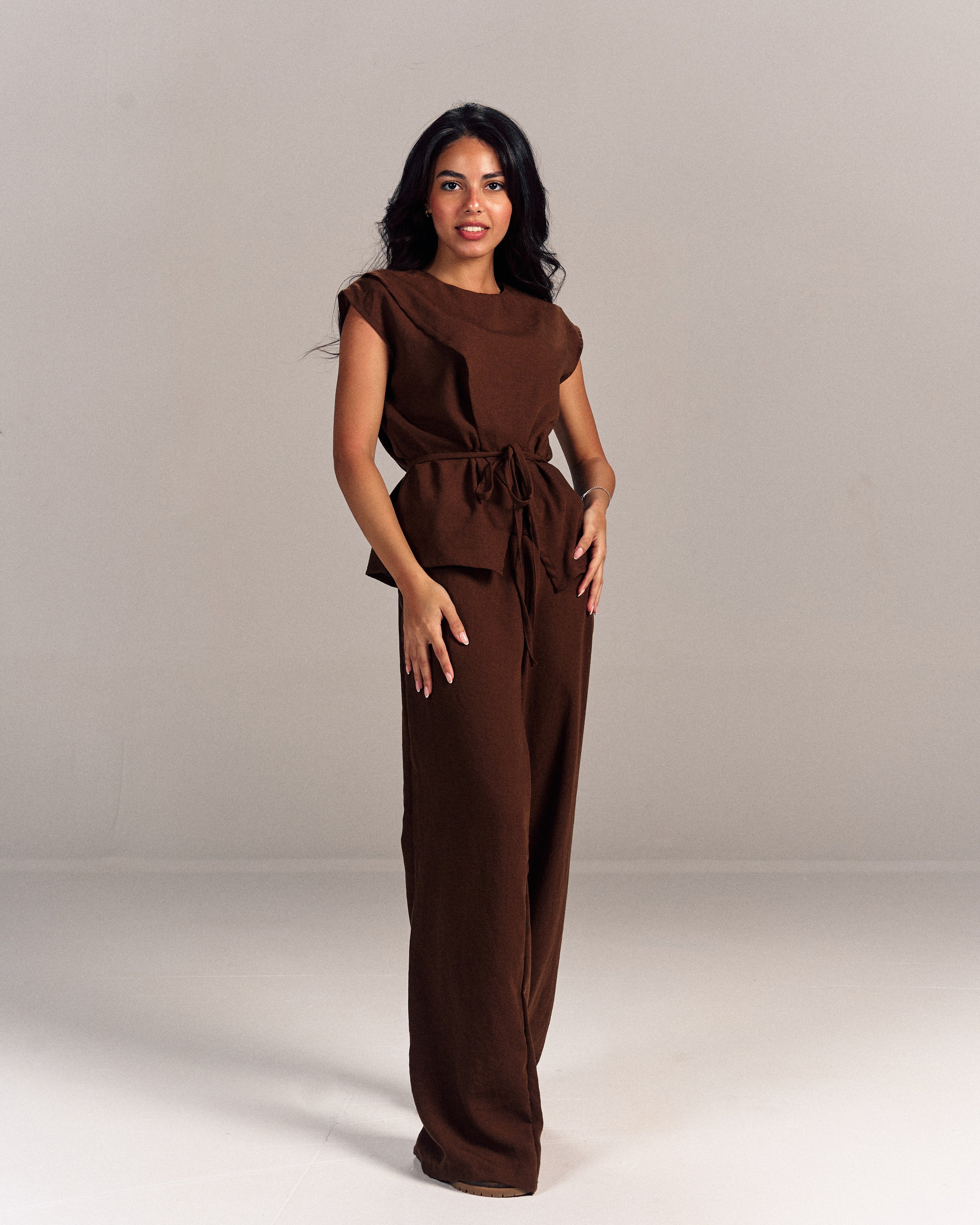 Linen Summer Bloom Set Brown