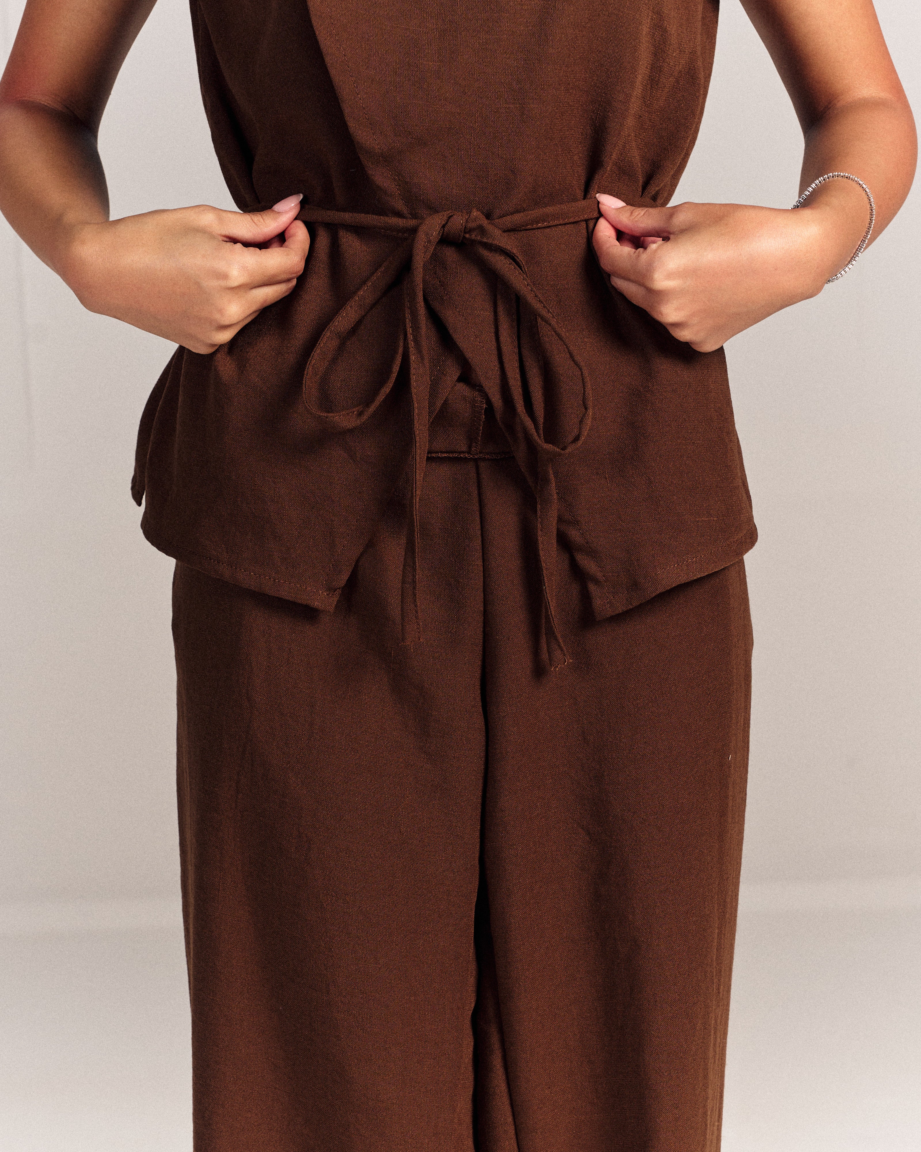 Linen Summer Bloom Set Brown
