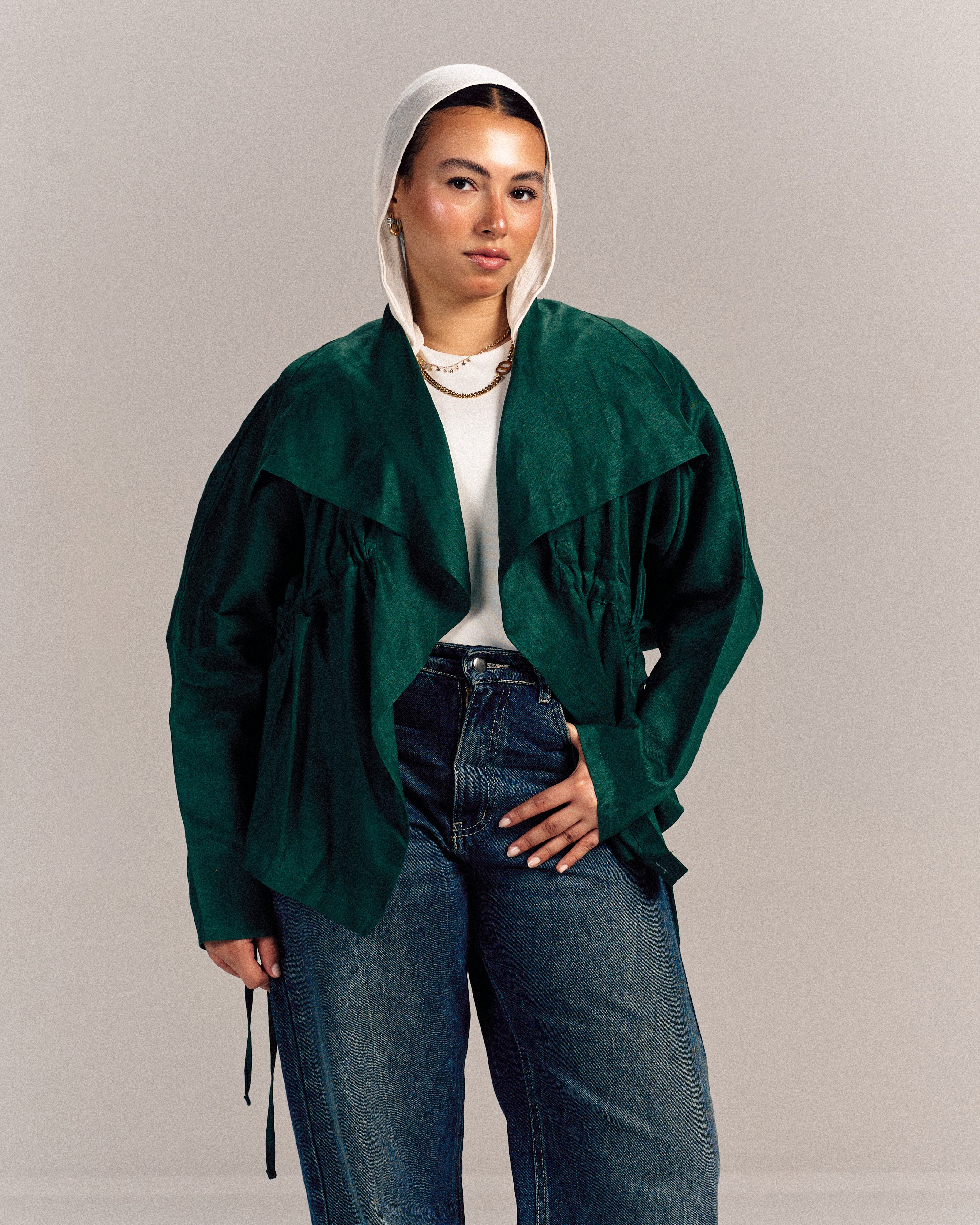 Nova Linen Overshirt Green