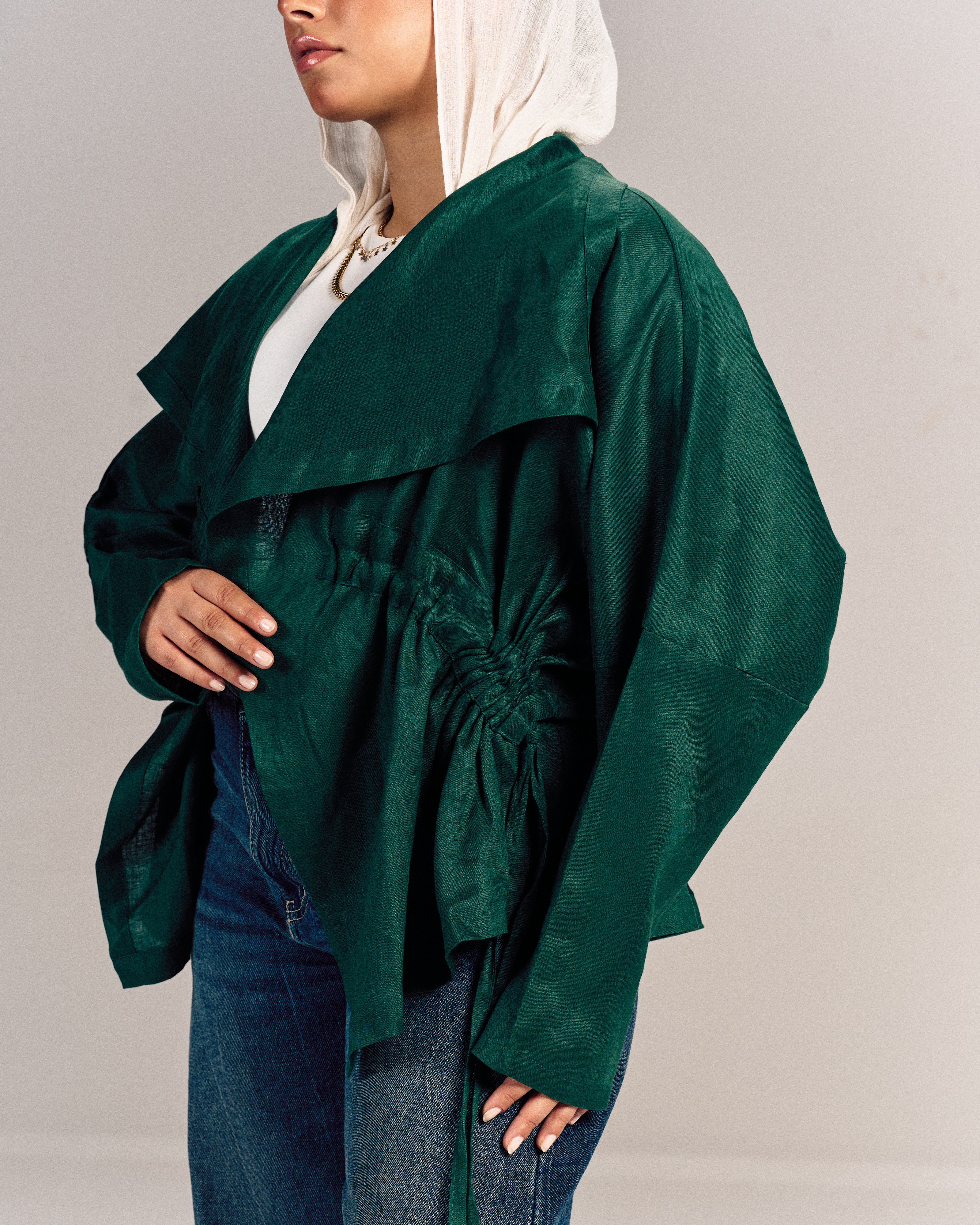 Nova Linen Overshirt Green