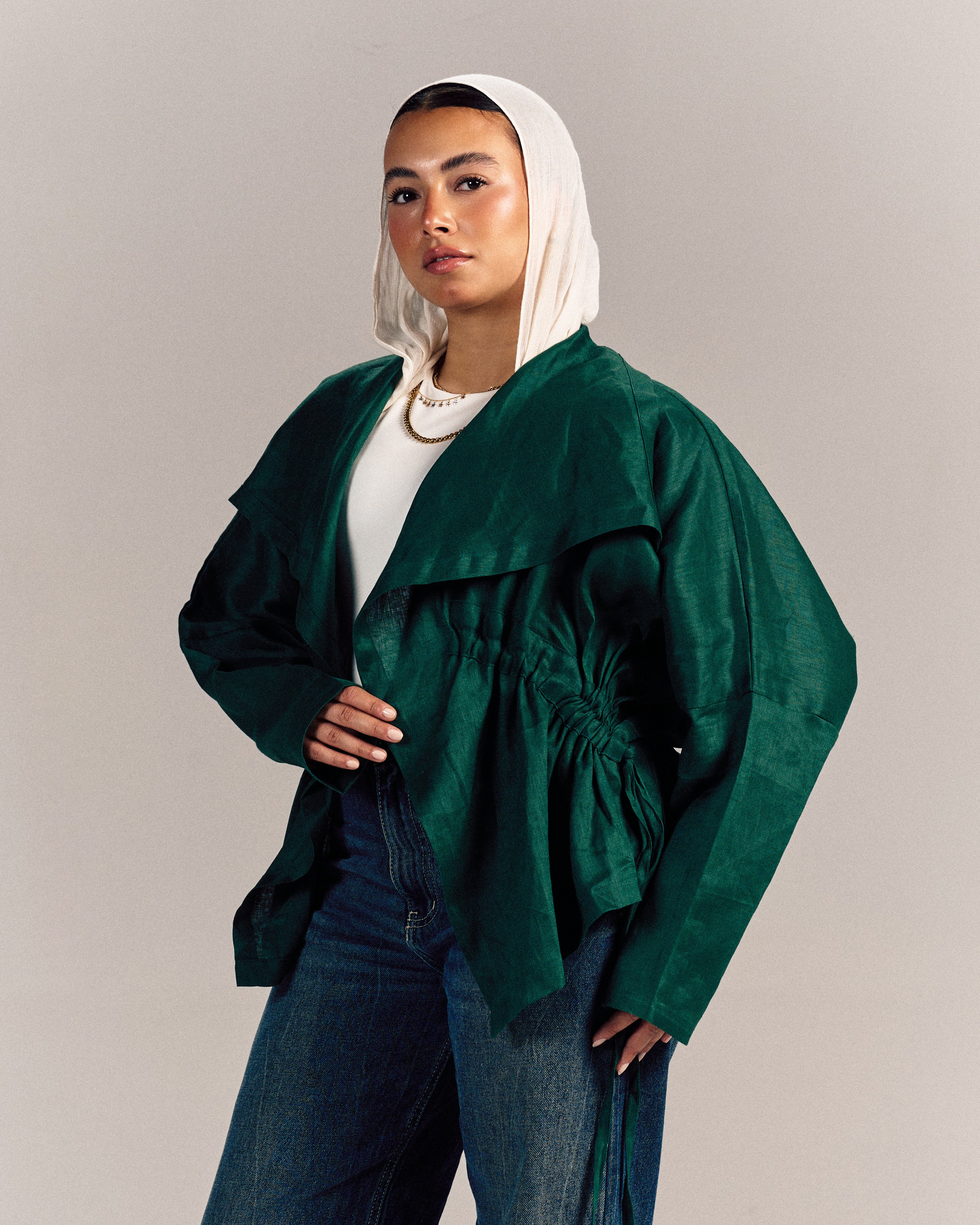 Nova Linen Overshirt Green