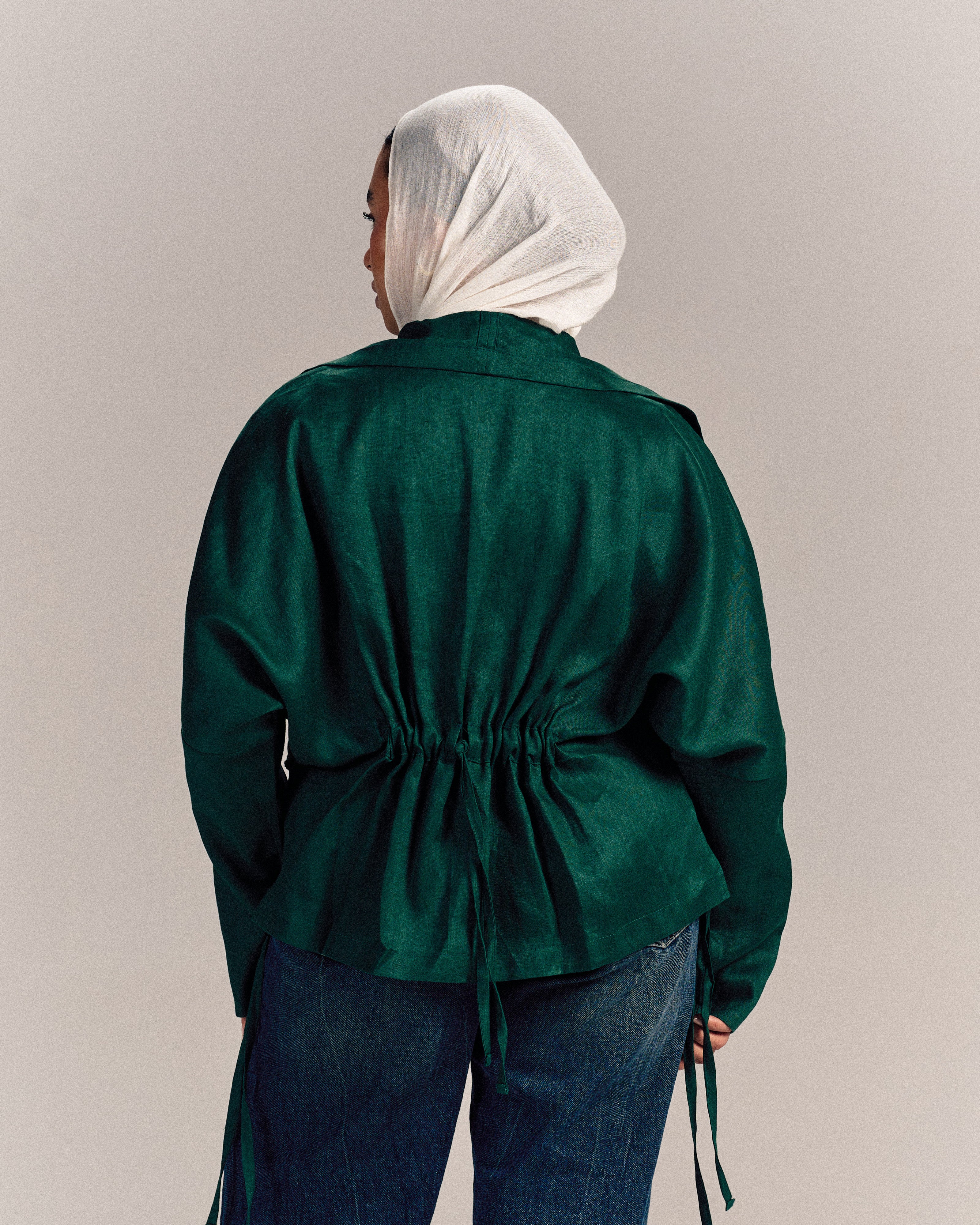 Nova Linen Overshirt Green