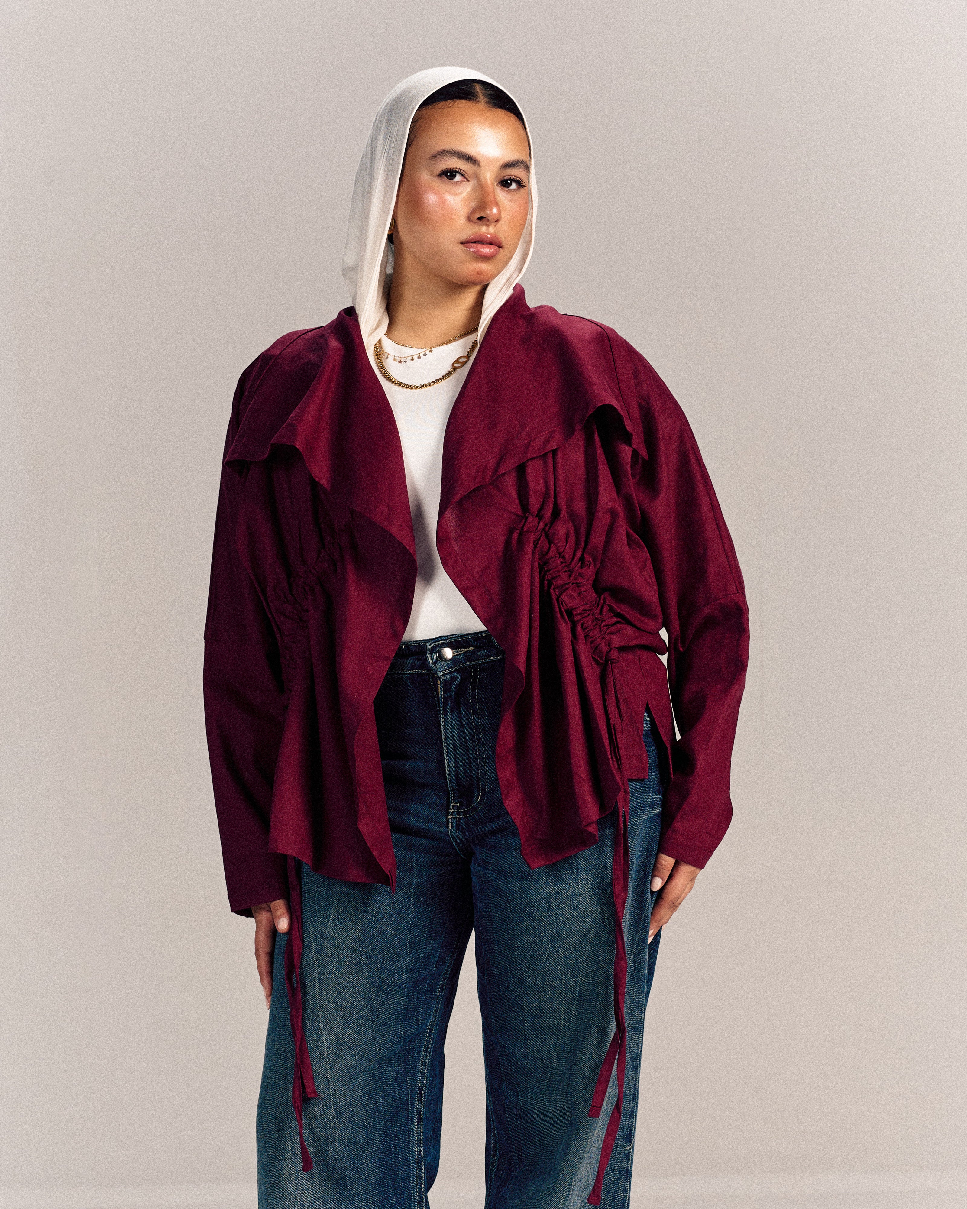 Nova Linen Overshirt Burgundy
