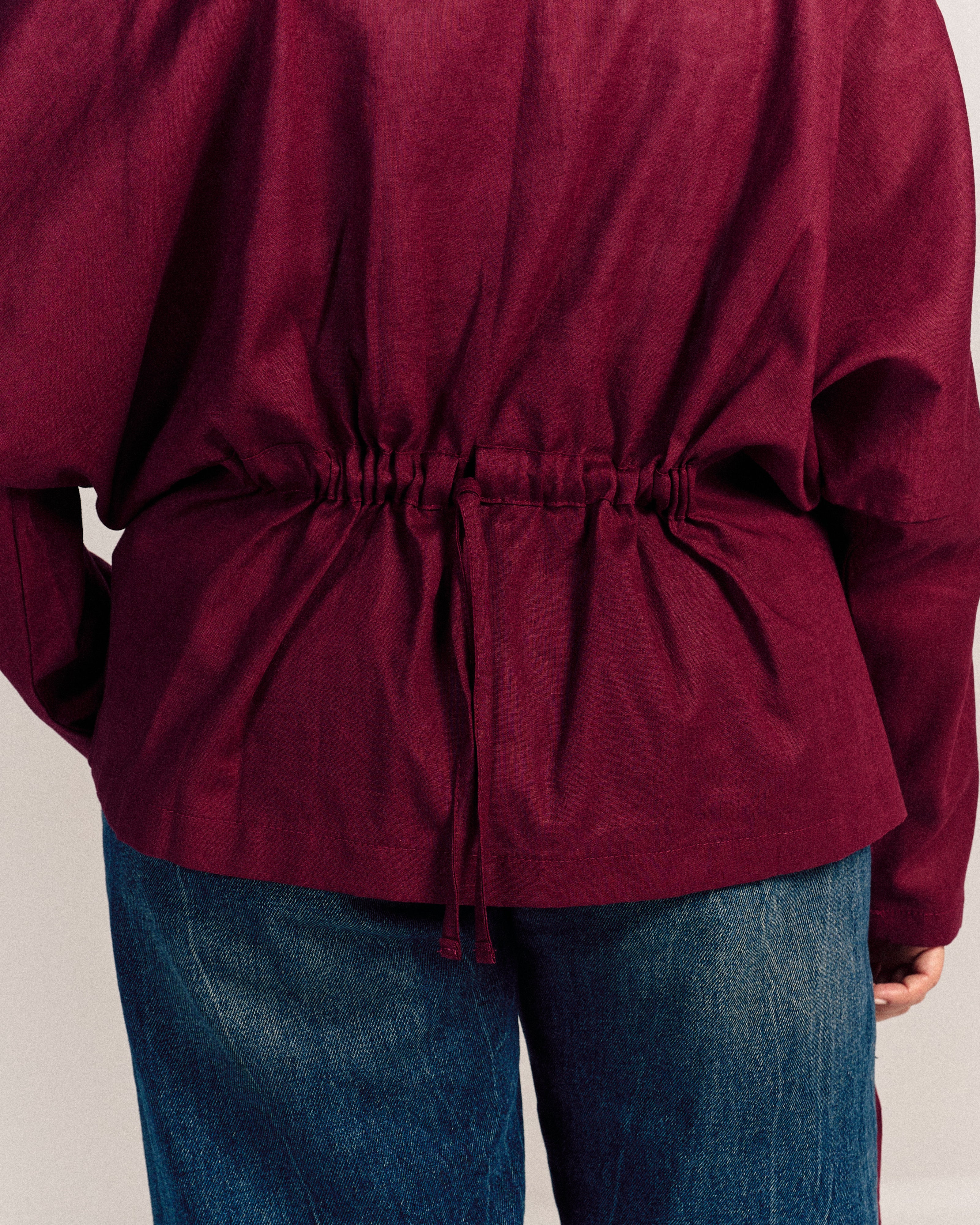 Nova Linen Overshirt Burgundy