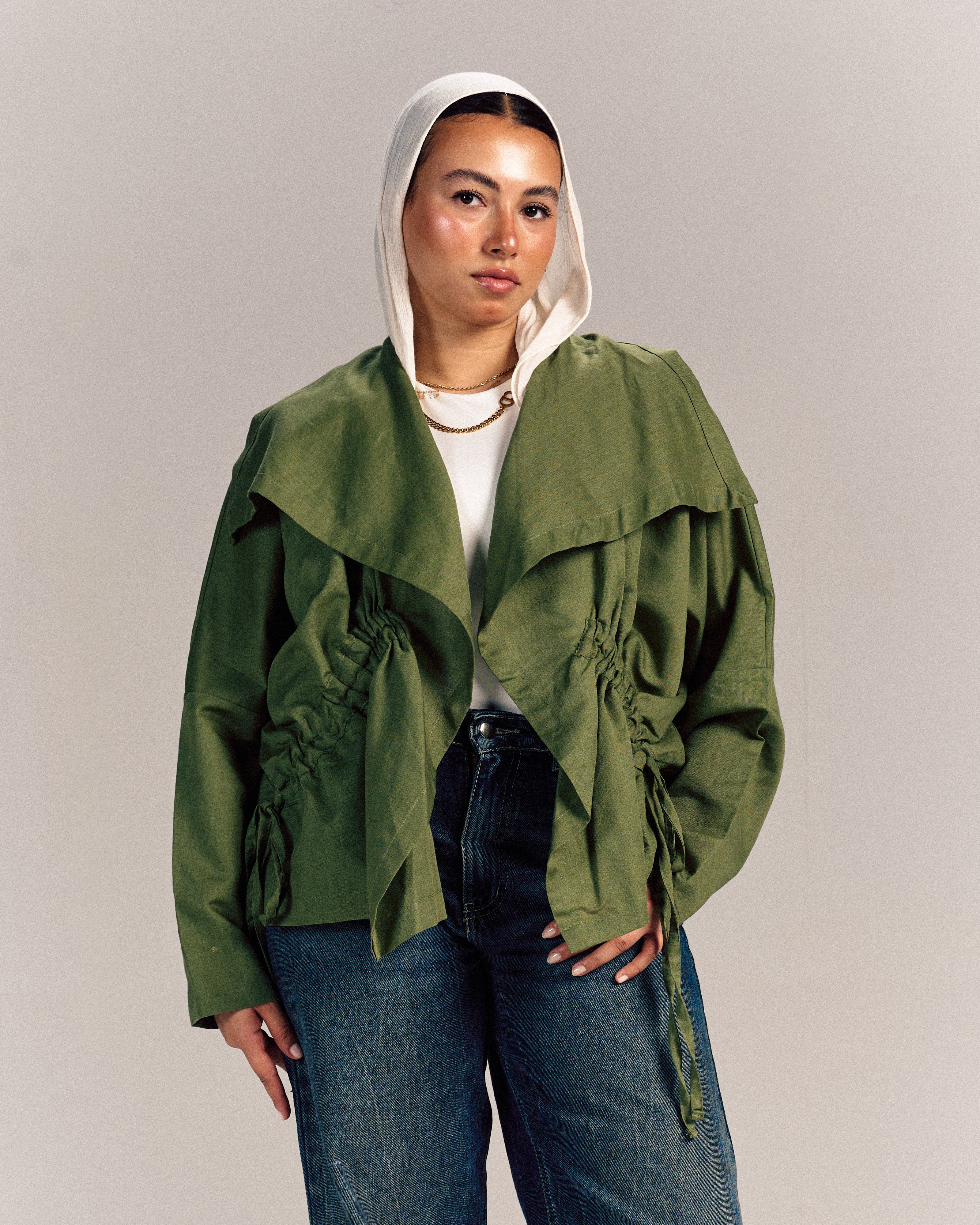 Nova Linen Overshirt Forest Green