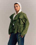 Nova Linen Overshirt Forest Green