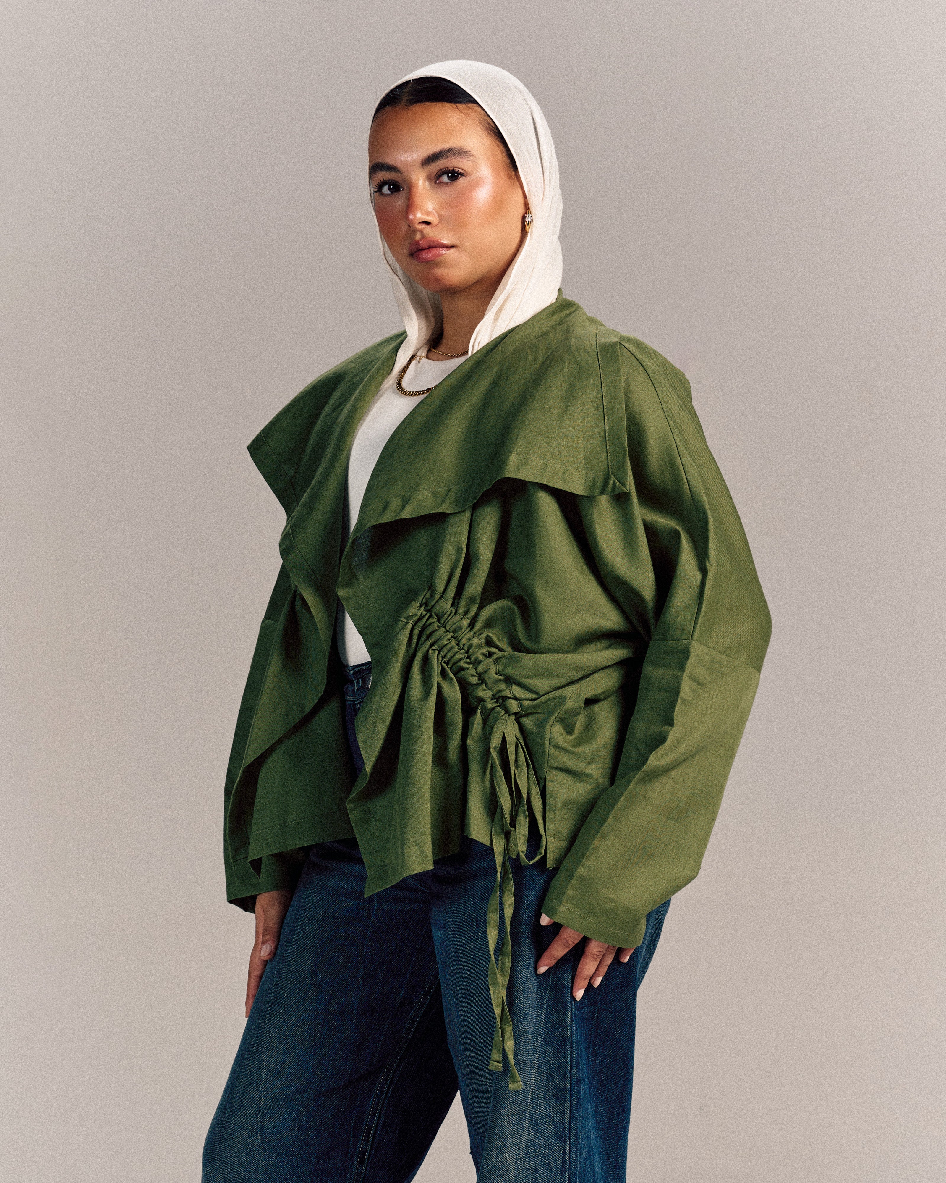 Nova Linen Overshirt Forest Green