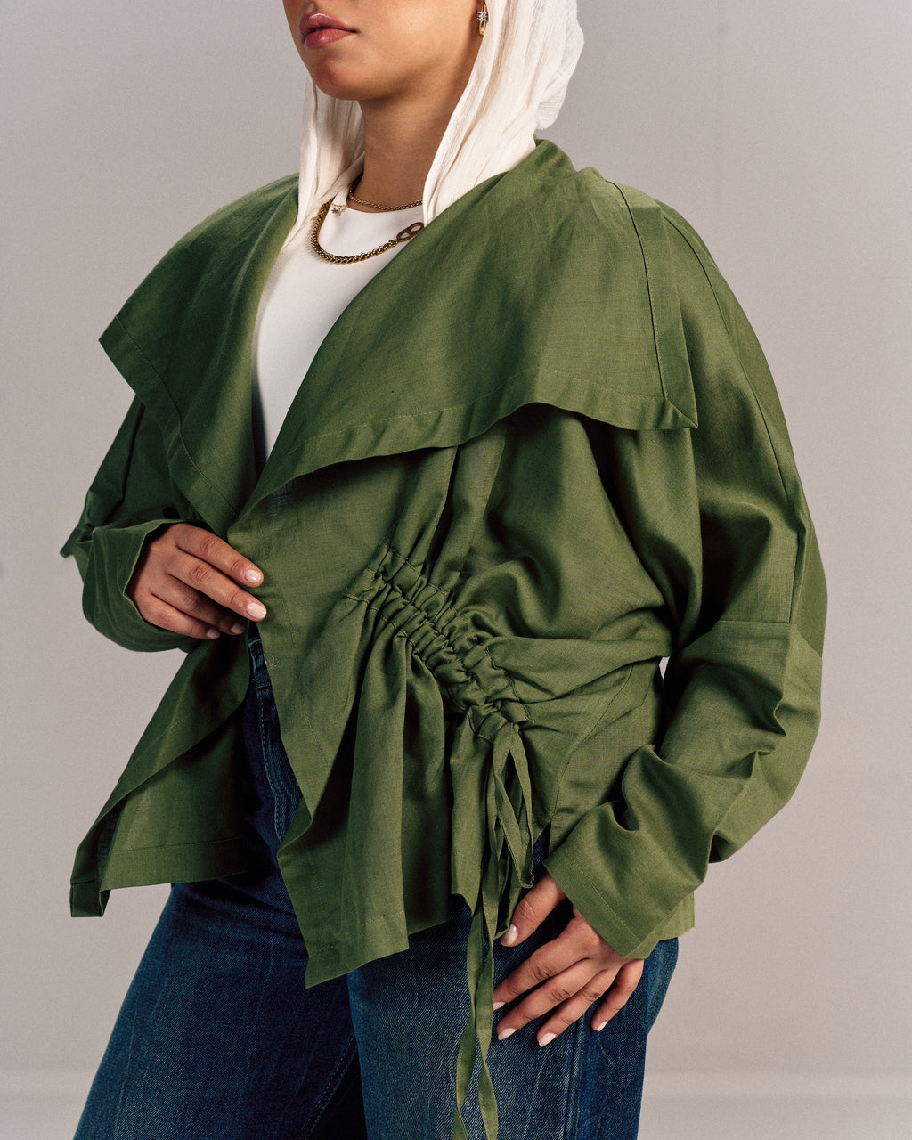 Nova Linen Overshirt Forest Green