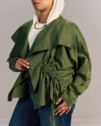 Nova Linen Overshirt Forest Green