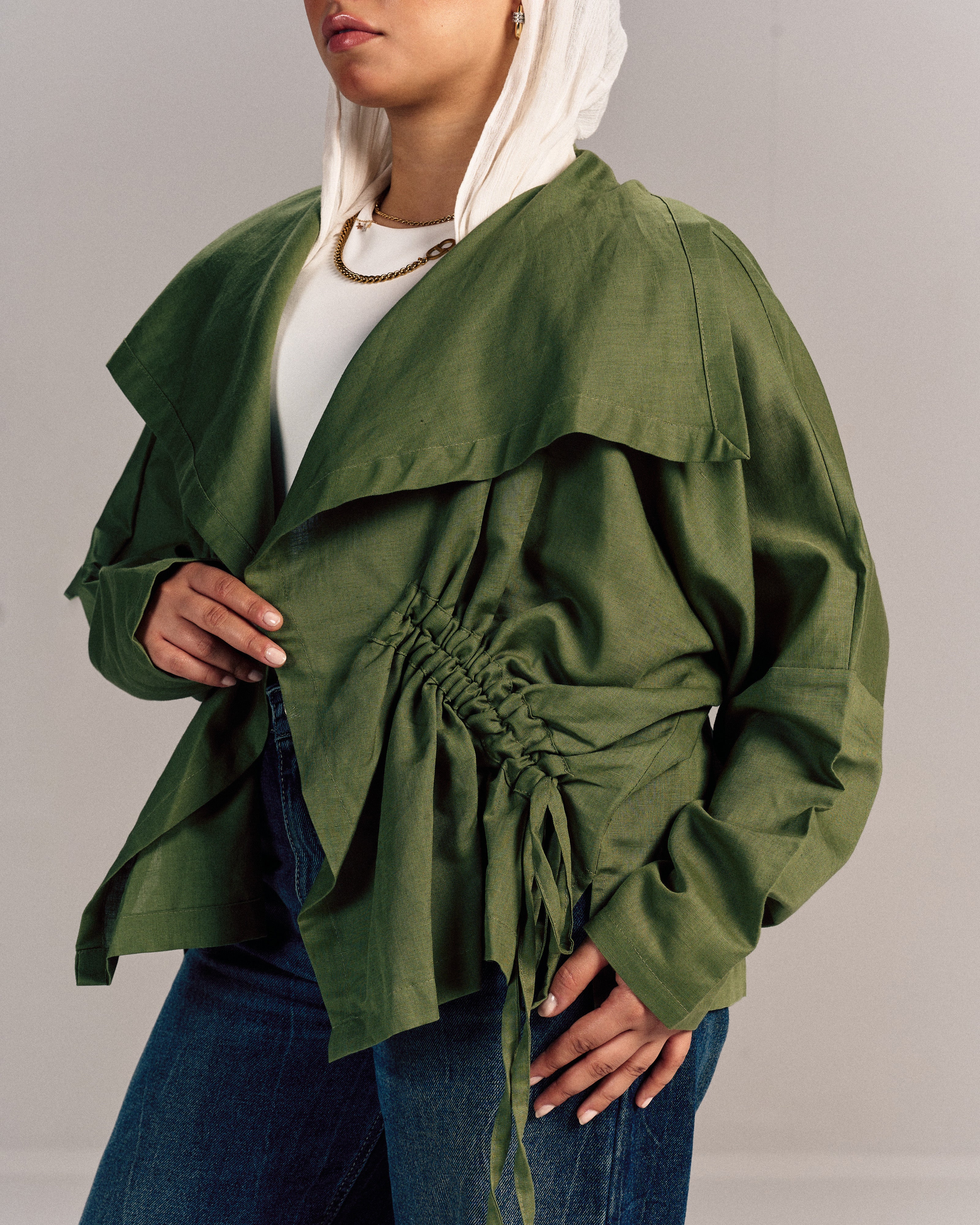 Nova Linen Overshirt Forest Green