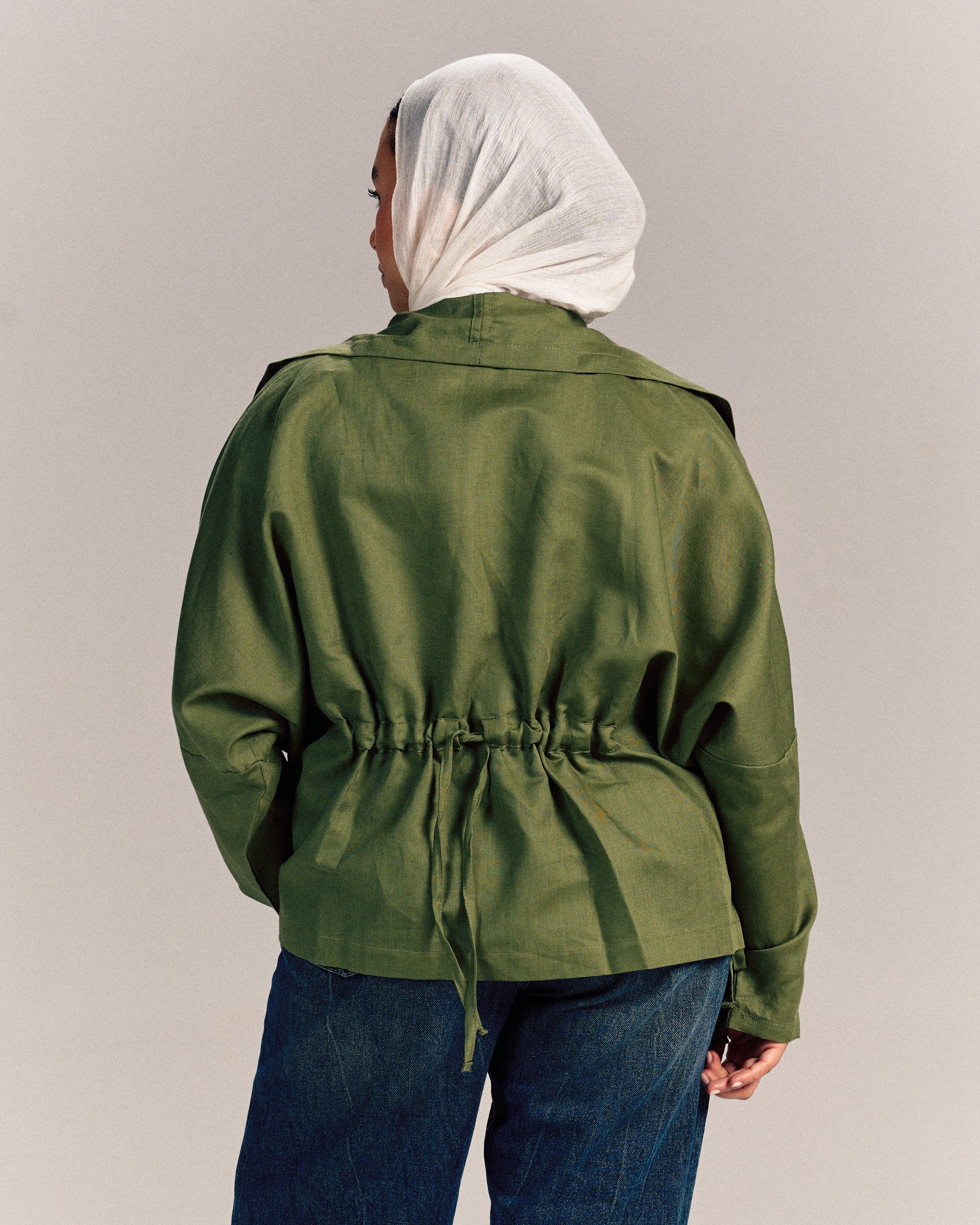Nova Linen Overshirt Forest Green