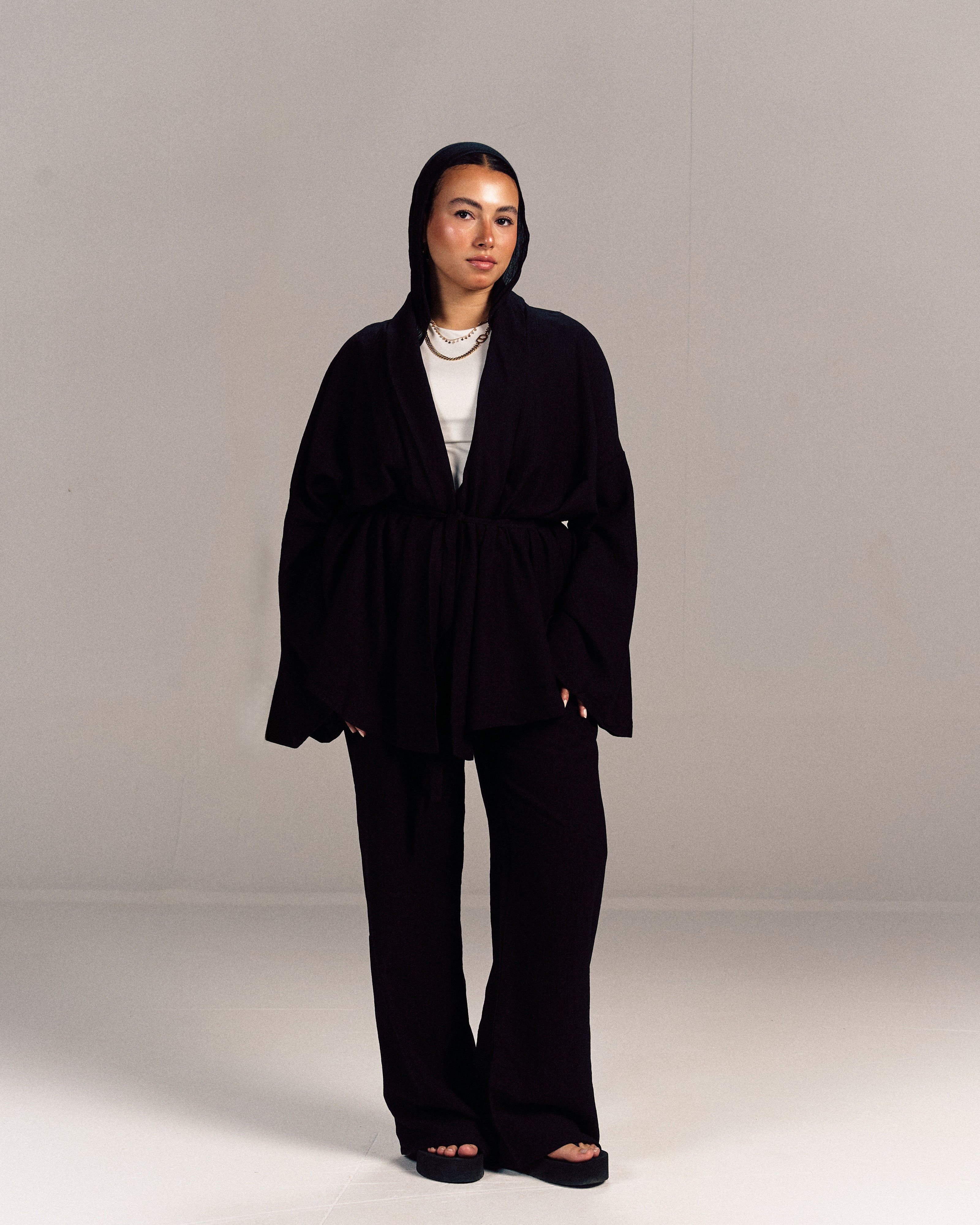 Linen Summer Haze Set Black