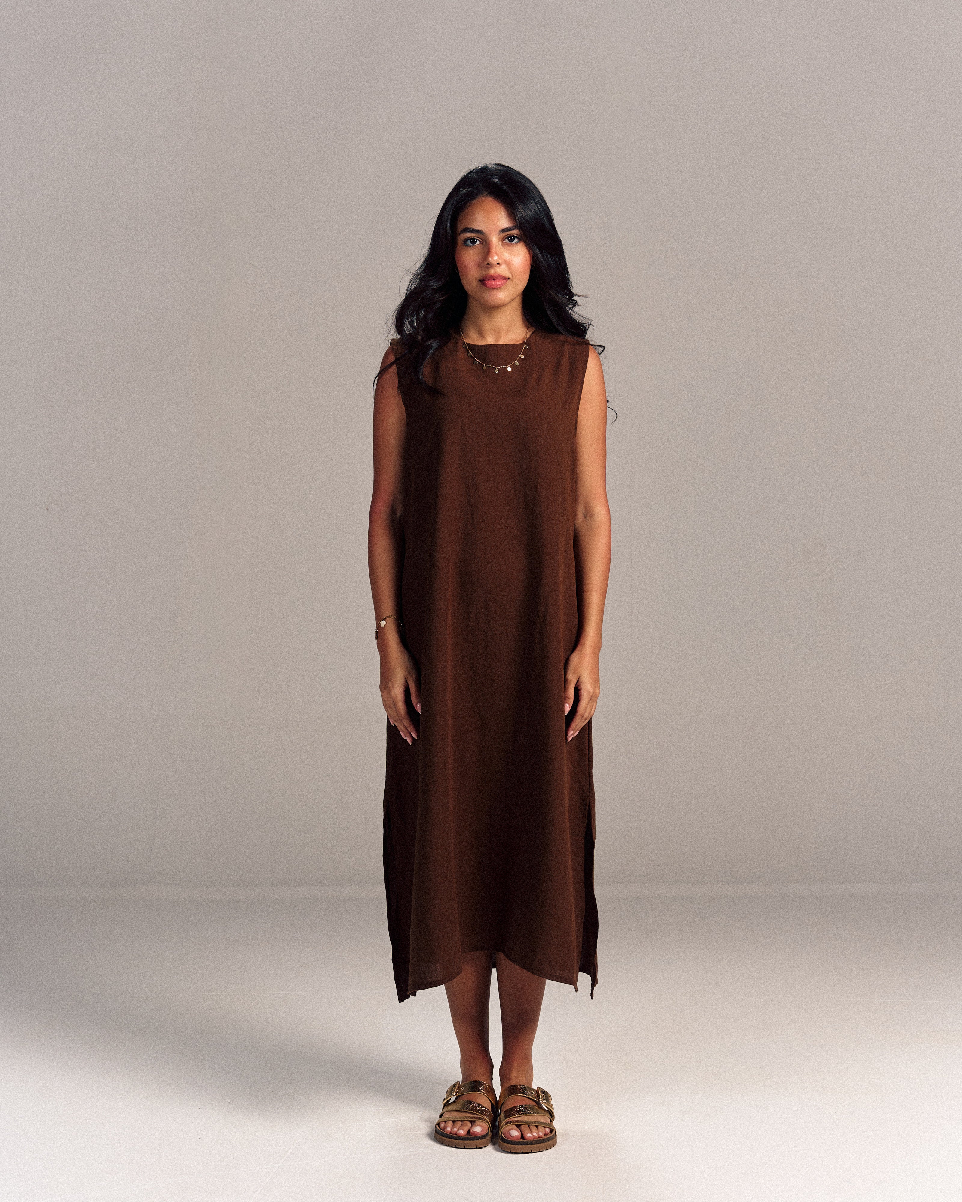 Linen Dress Brown