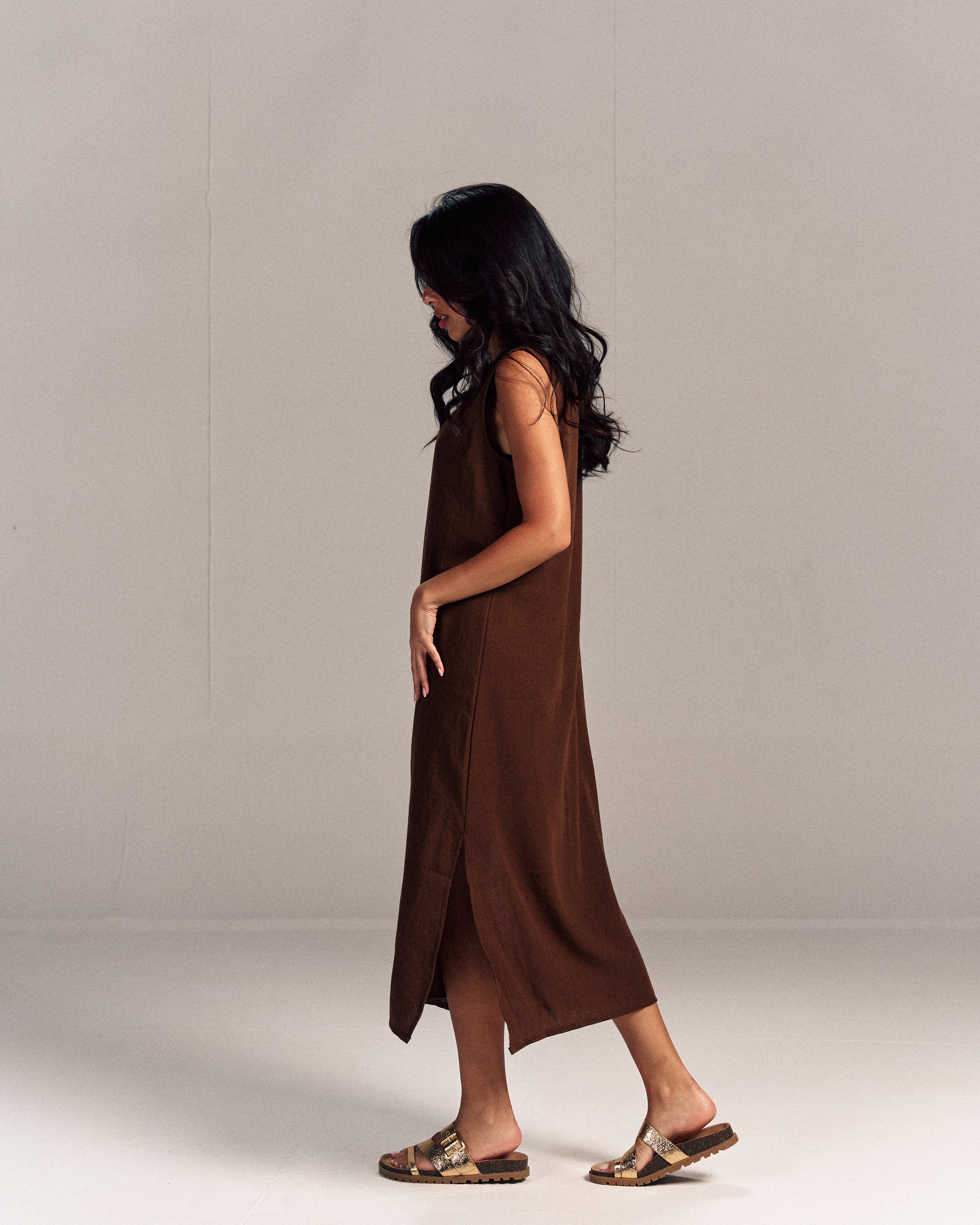 Linen Dress Brown