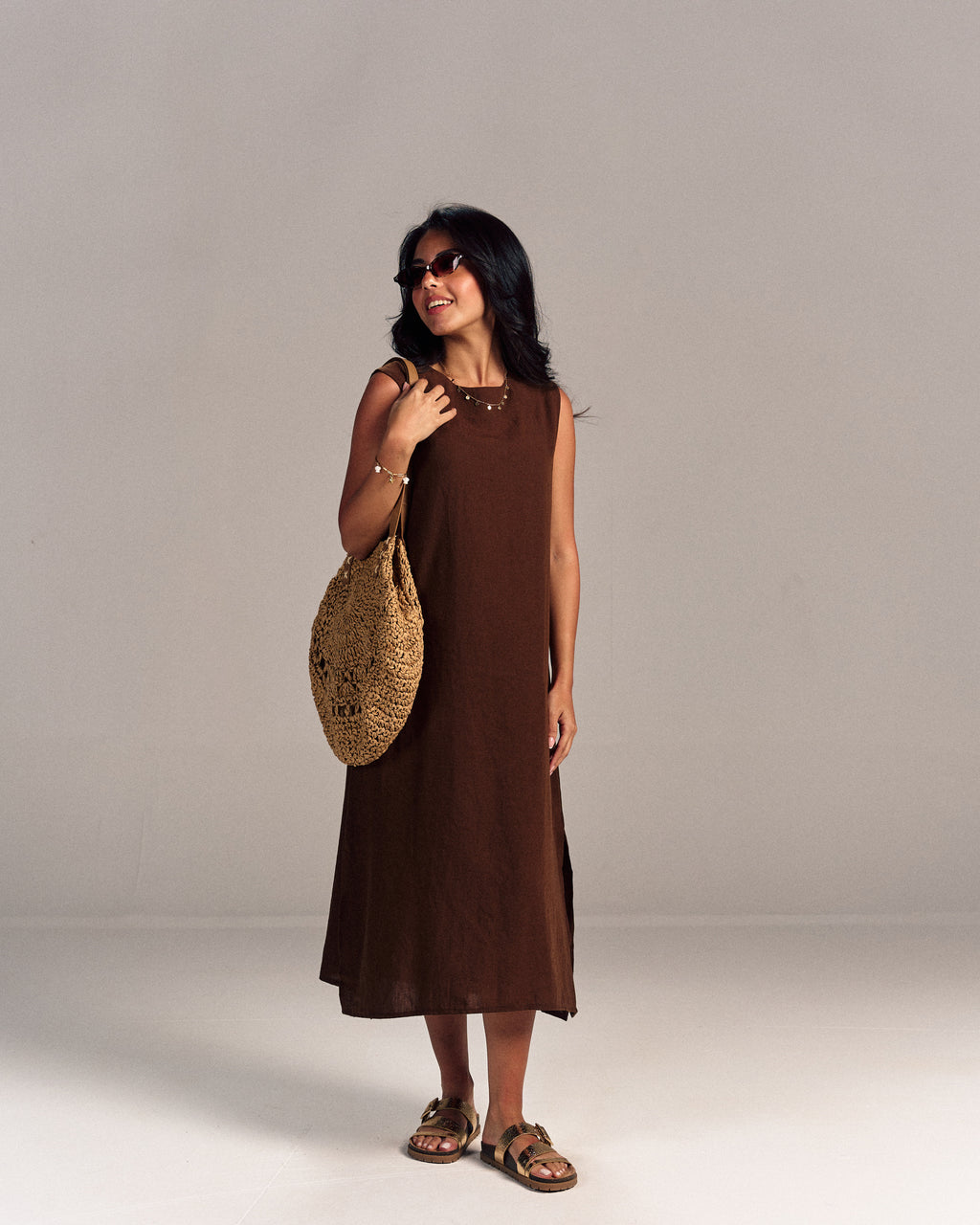 Linen Dress Brown