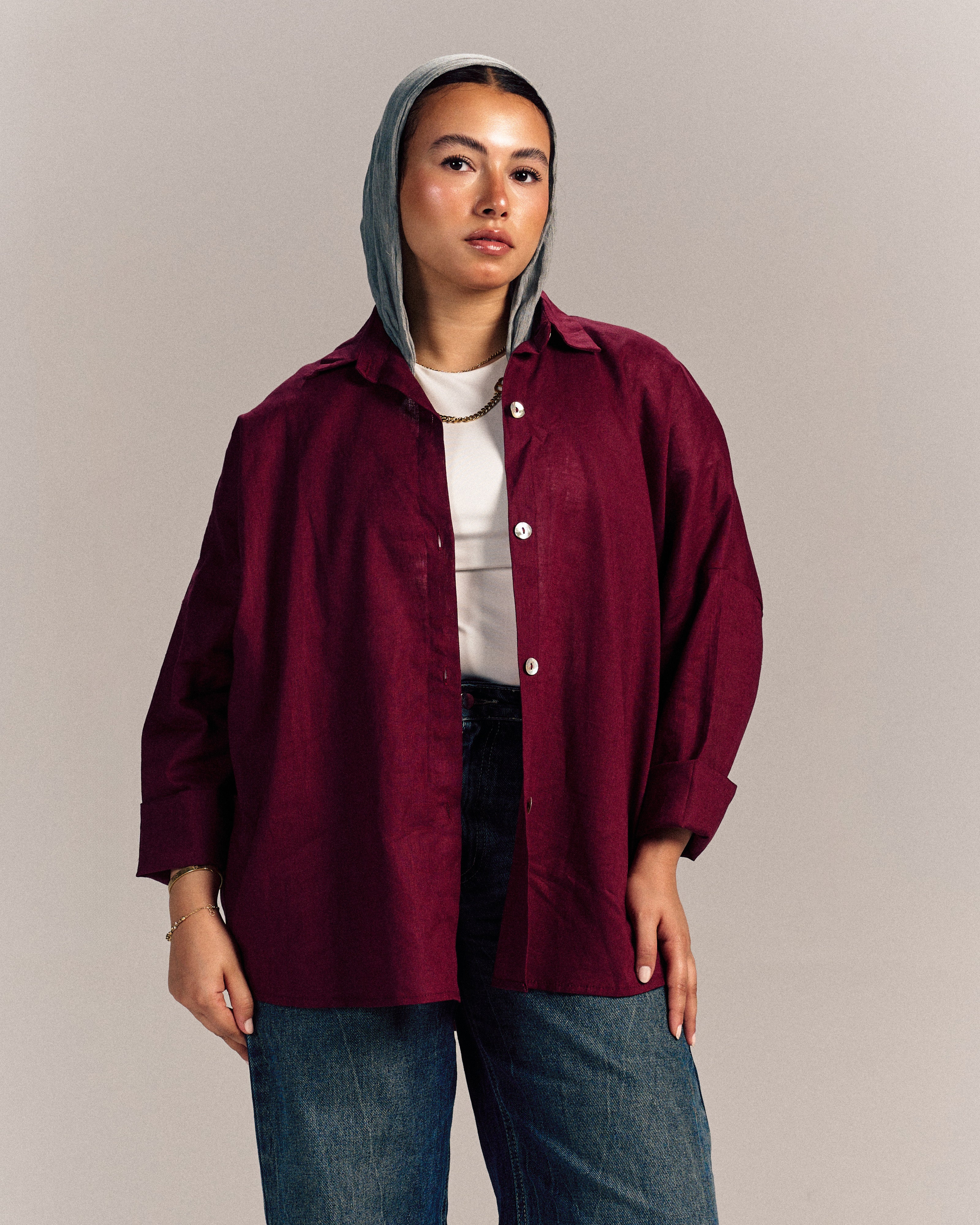 Linen Shirt Burgundy
