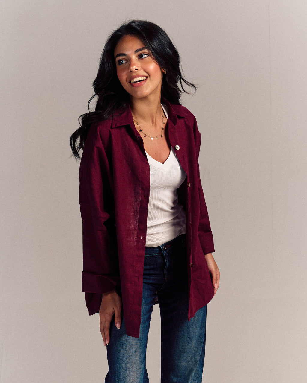 Linen Shirt Burgundy