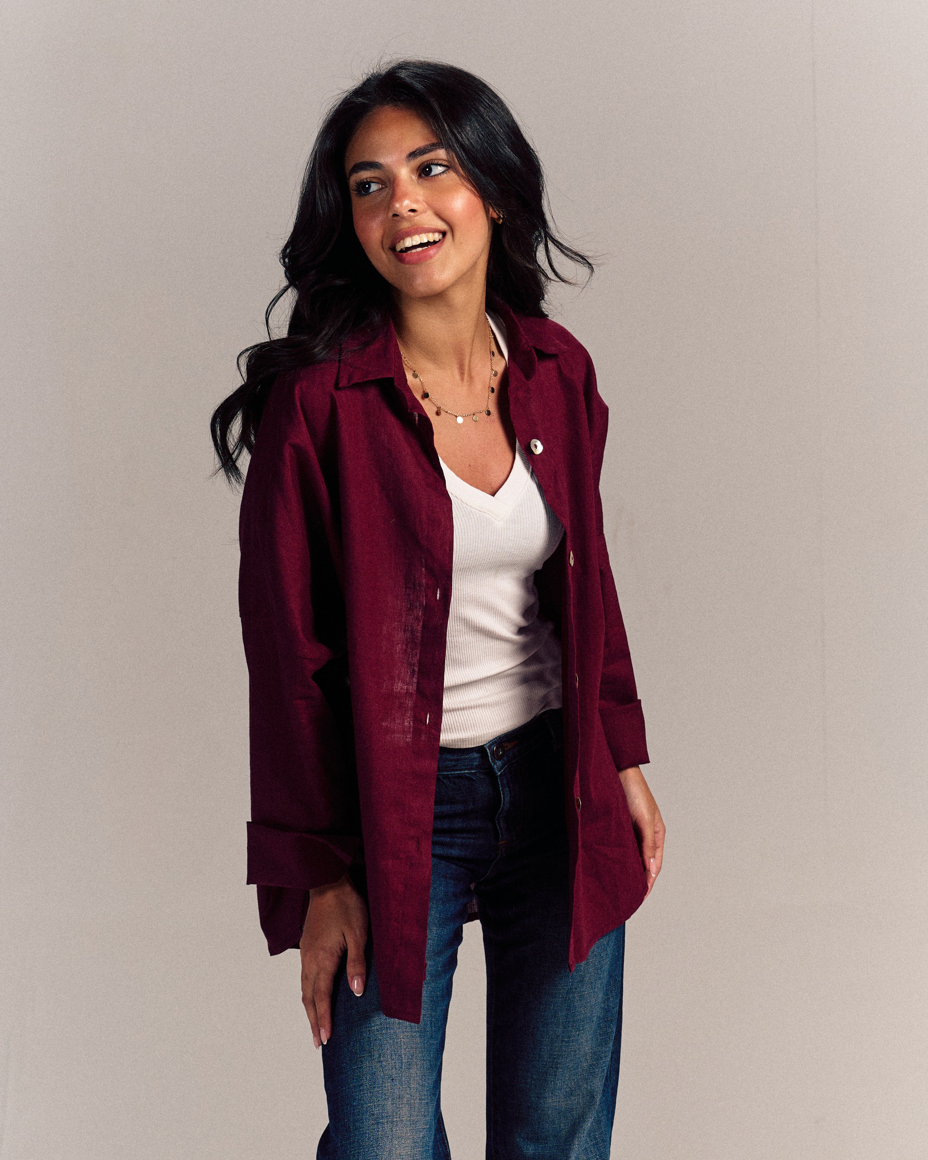 Linen Shirt Burgundy