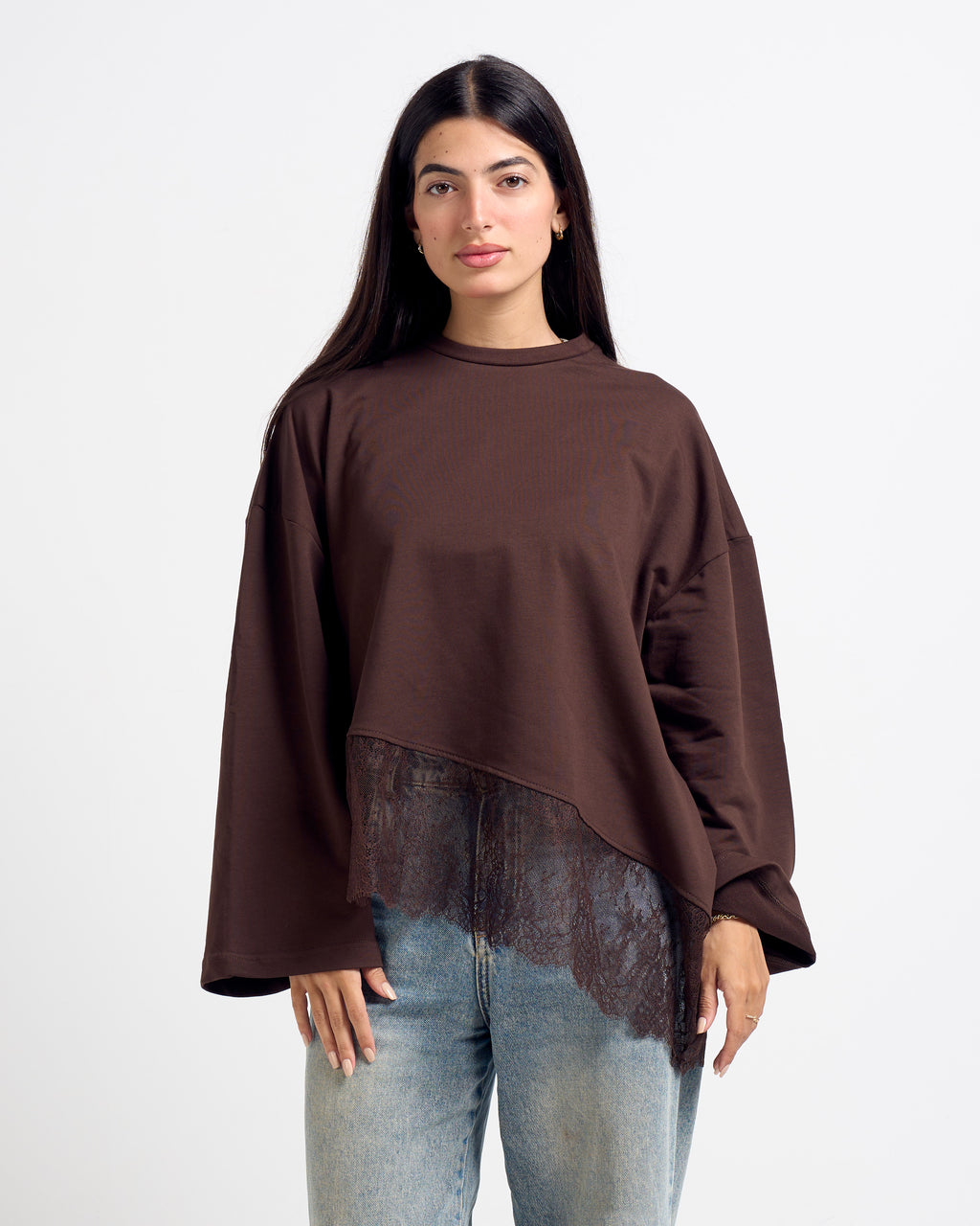 Lace T-shirt Brown
