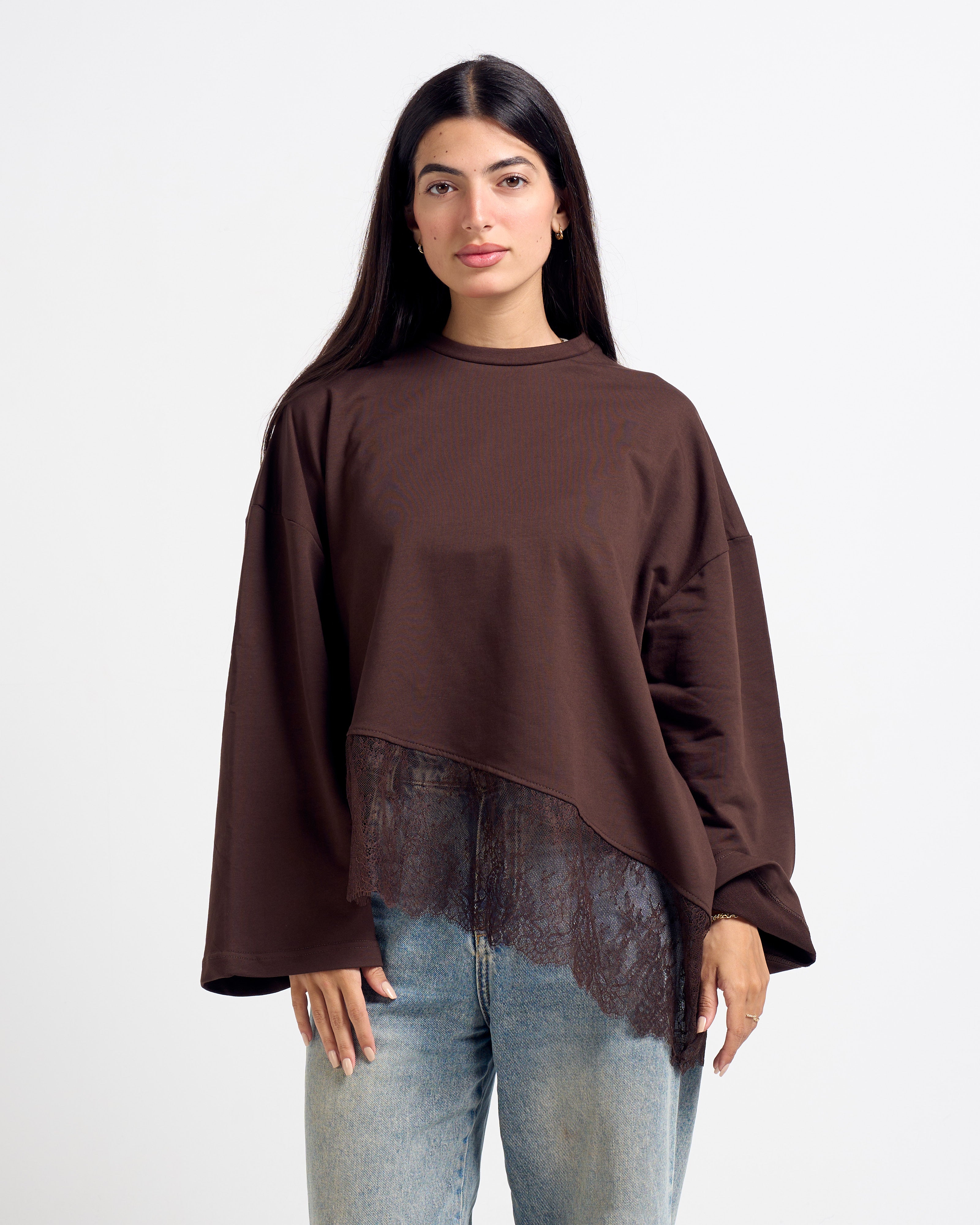 Lace T-shirt Brown