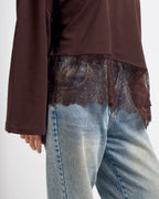 Lace T-shirt Brown