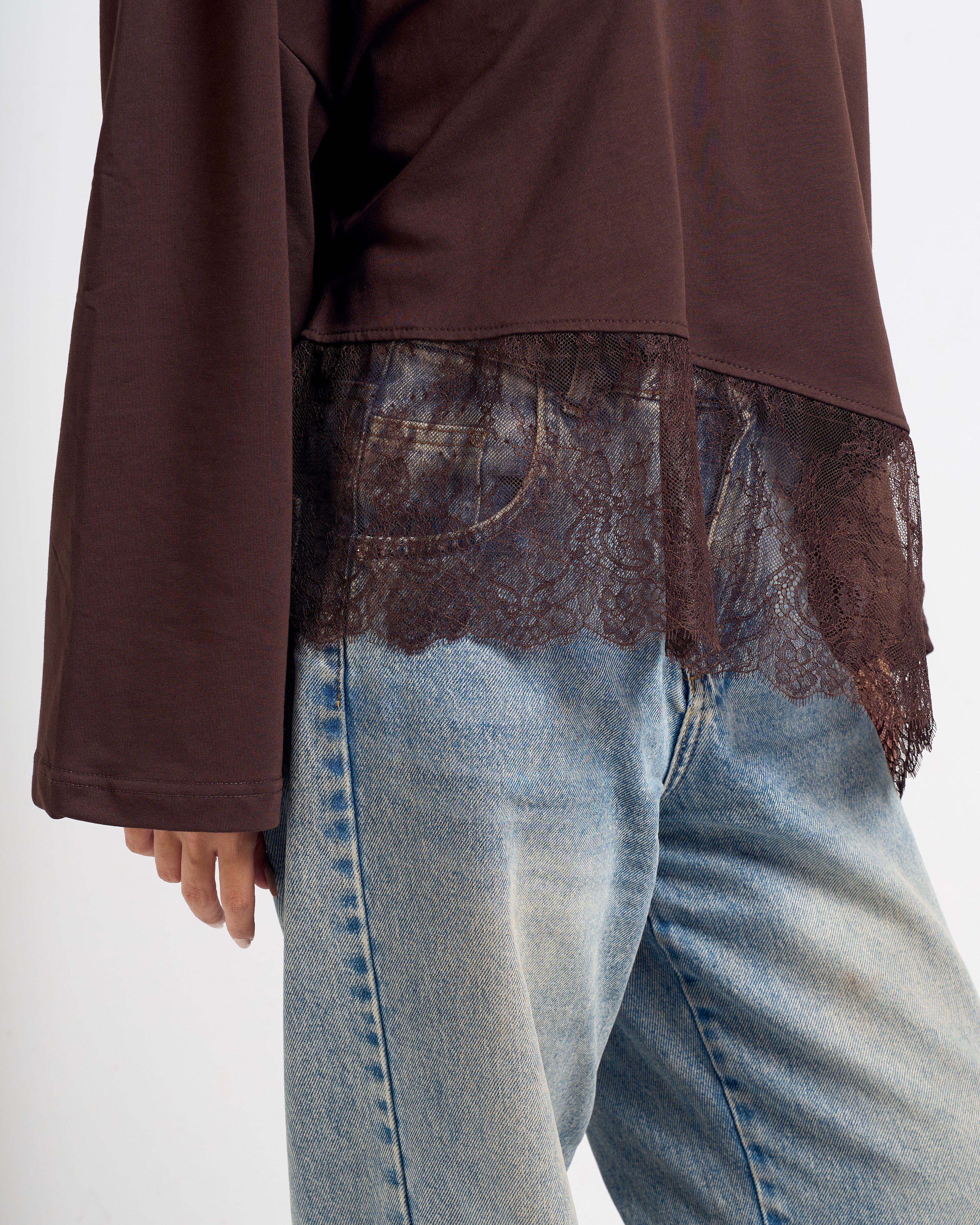 Lace T-shirt Brown