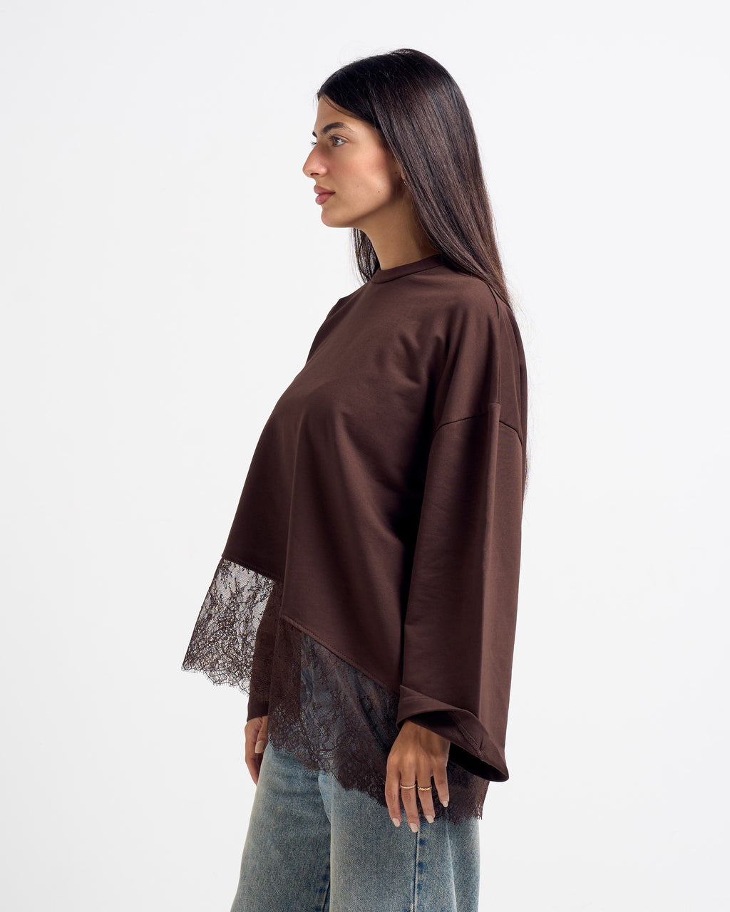 Lace T-shirt Brown