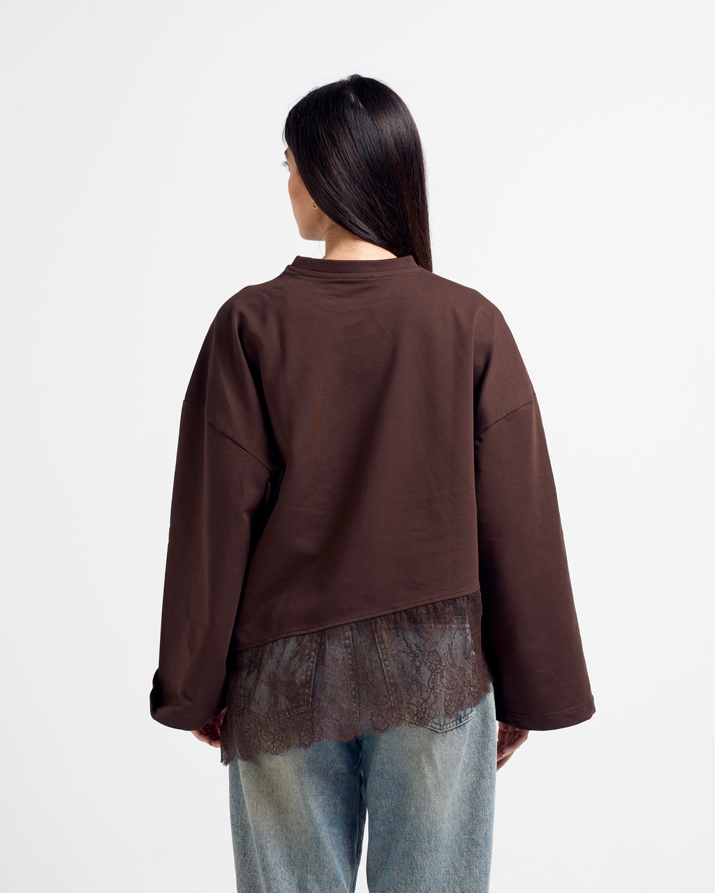 Lace T-shirt Brown