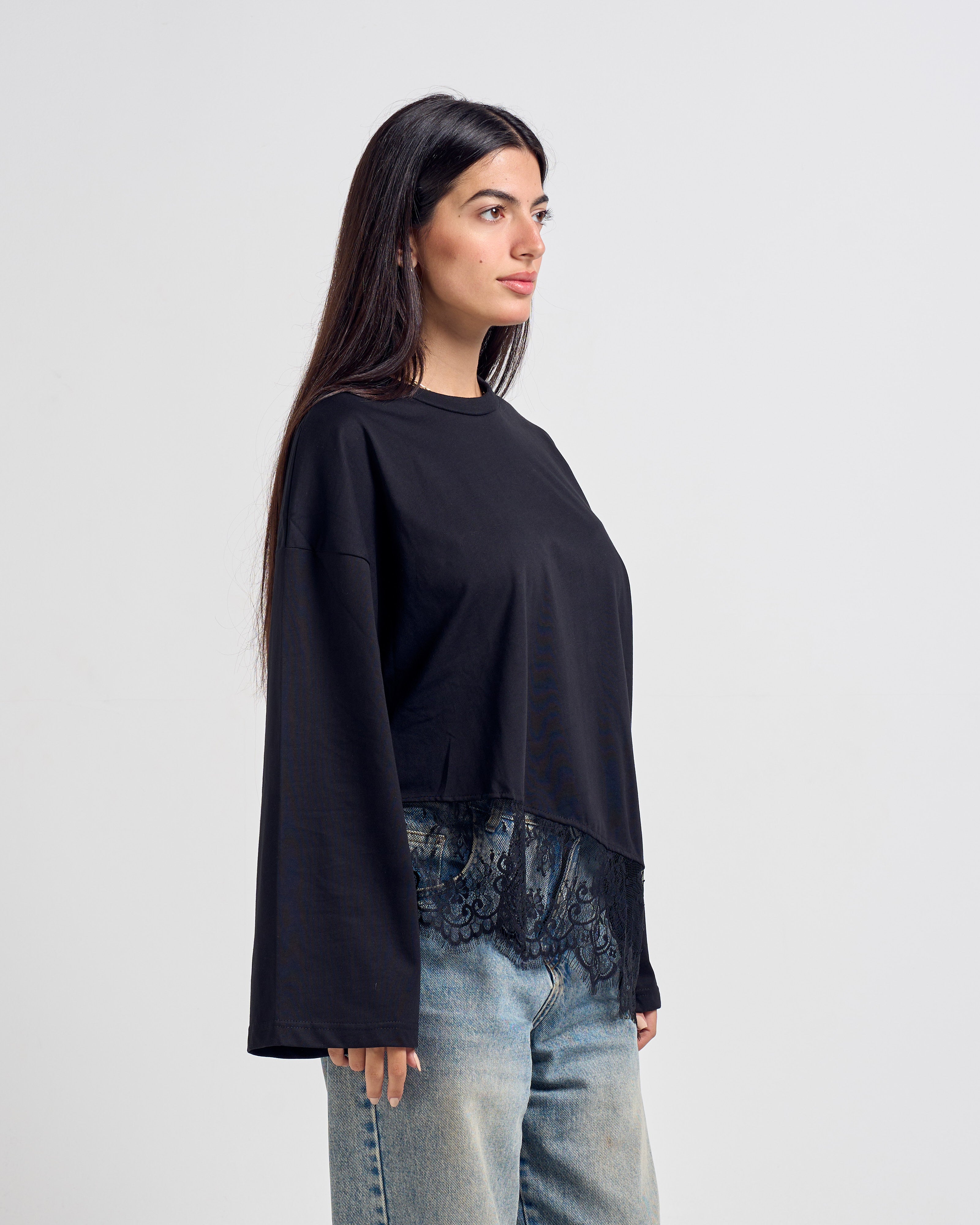Lace T-shirt Black
