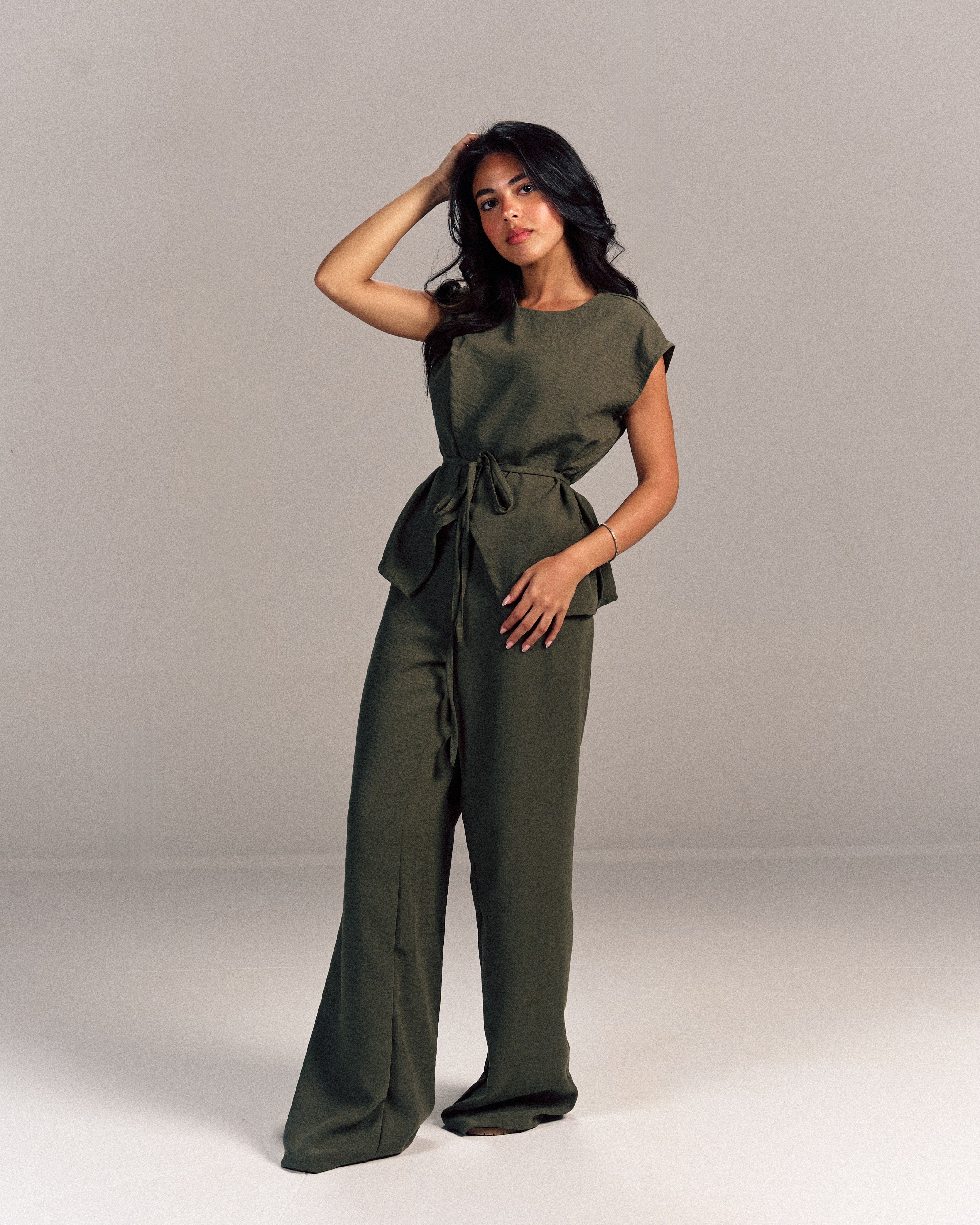Linen Summer Bloom Set Olive