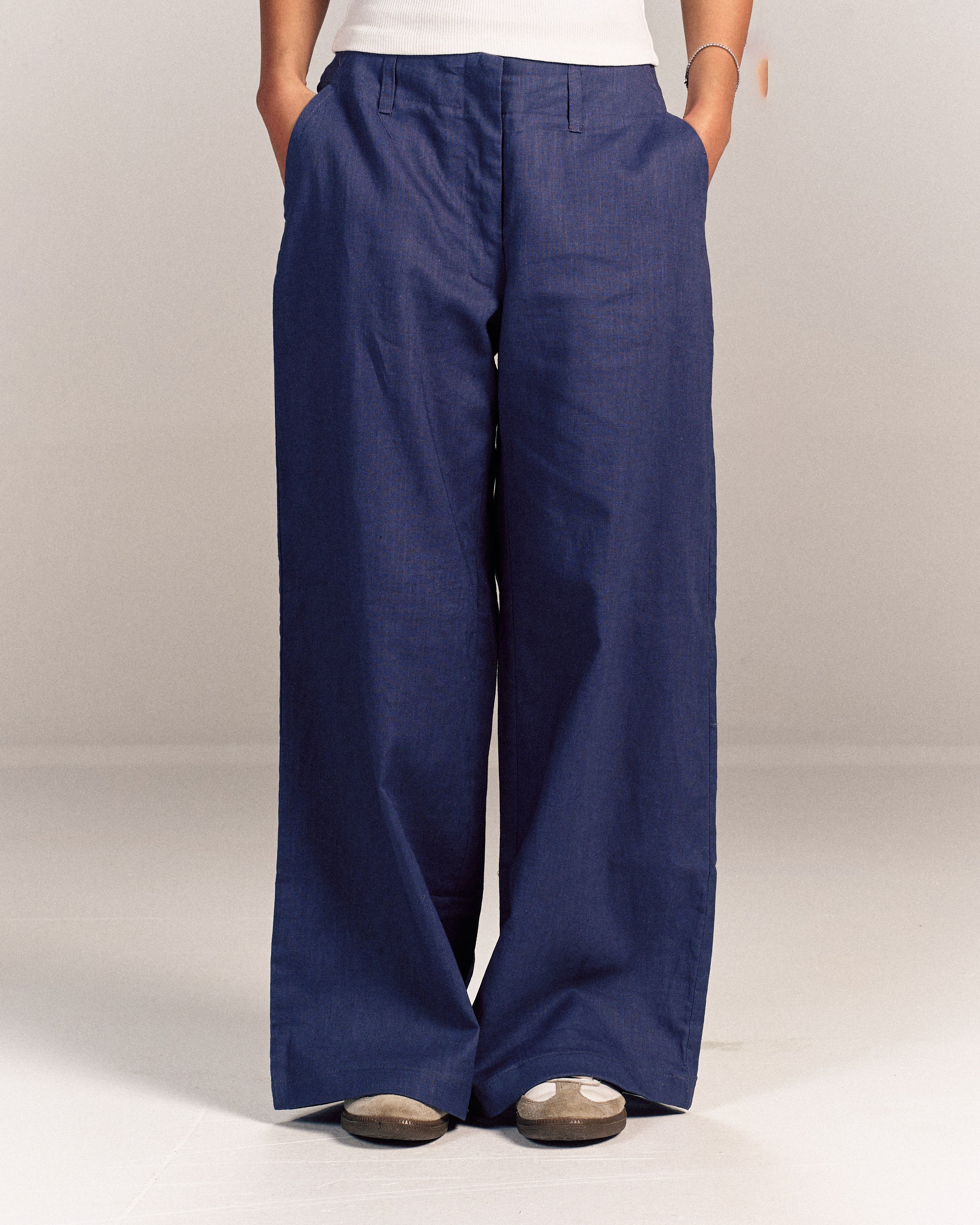 Linen Pants Denim Blue