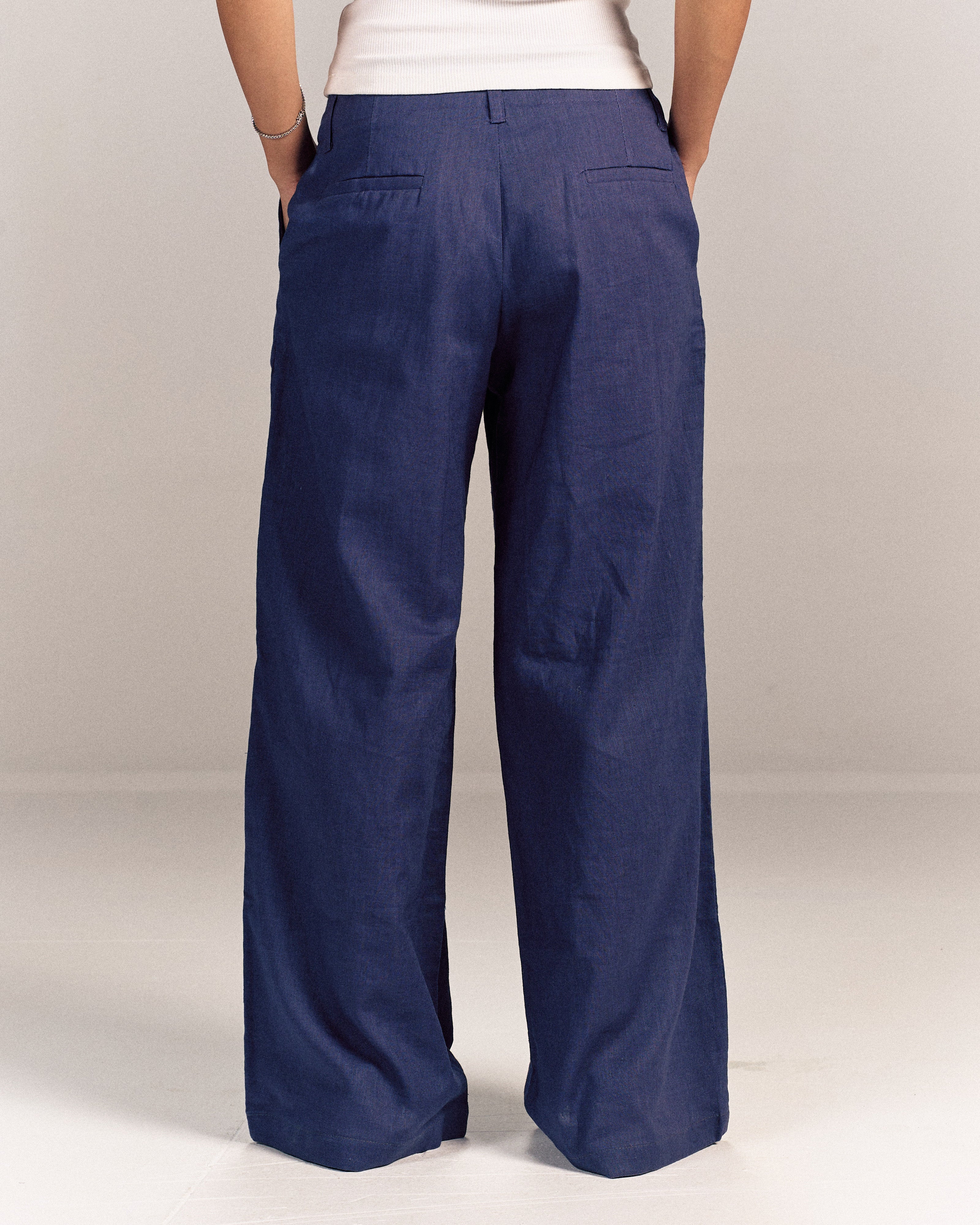 Linen Pants Denim Blue