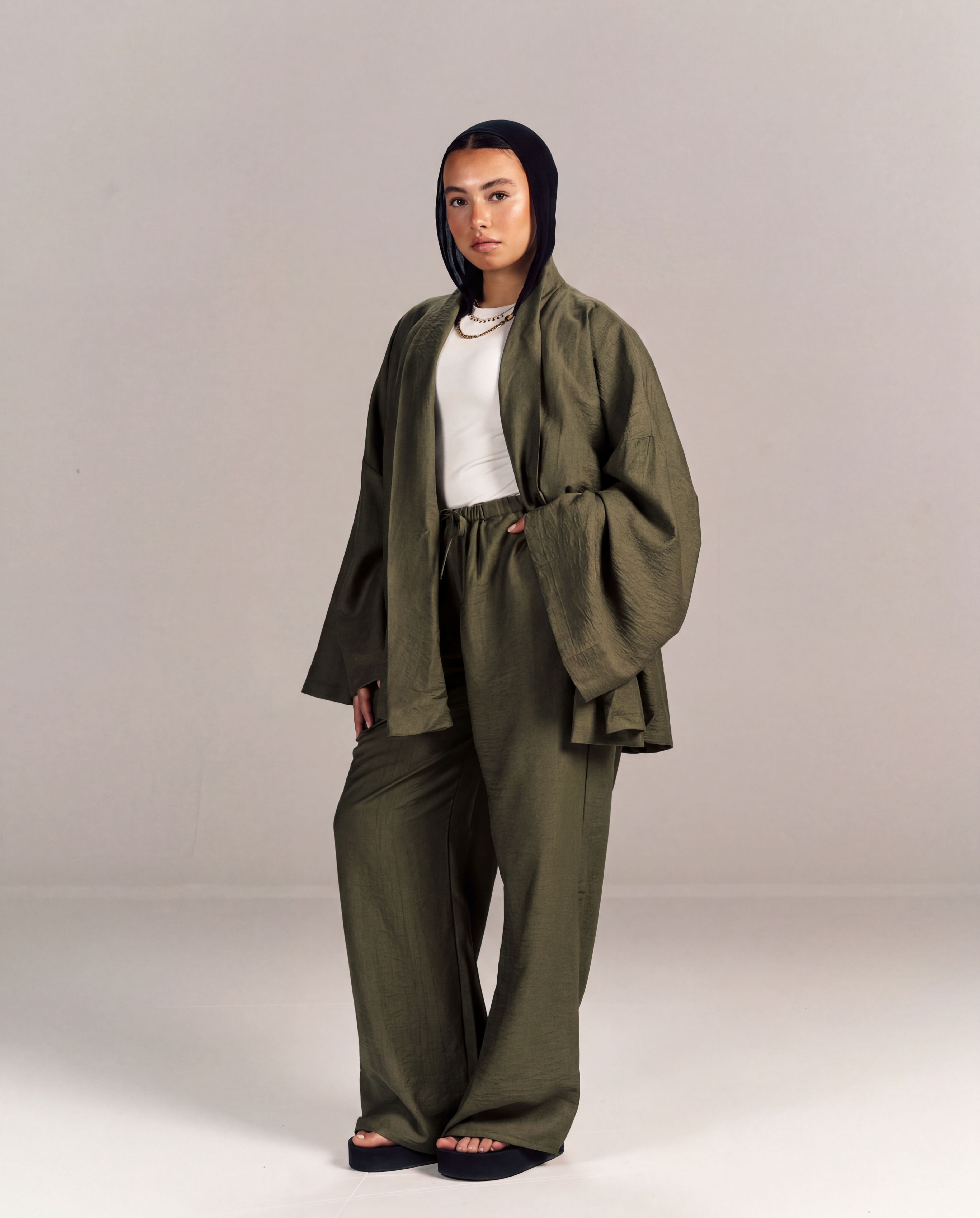 Linen Summer Haze Set Olive
